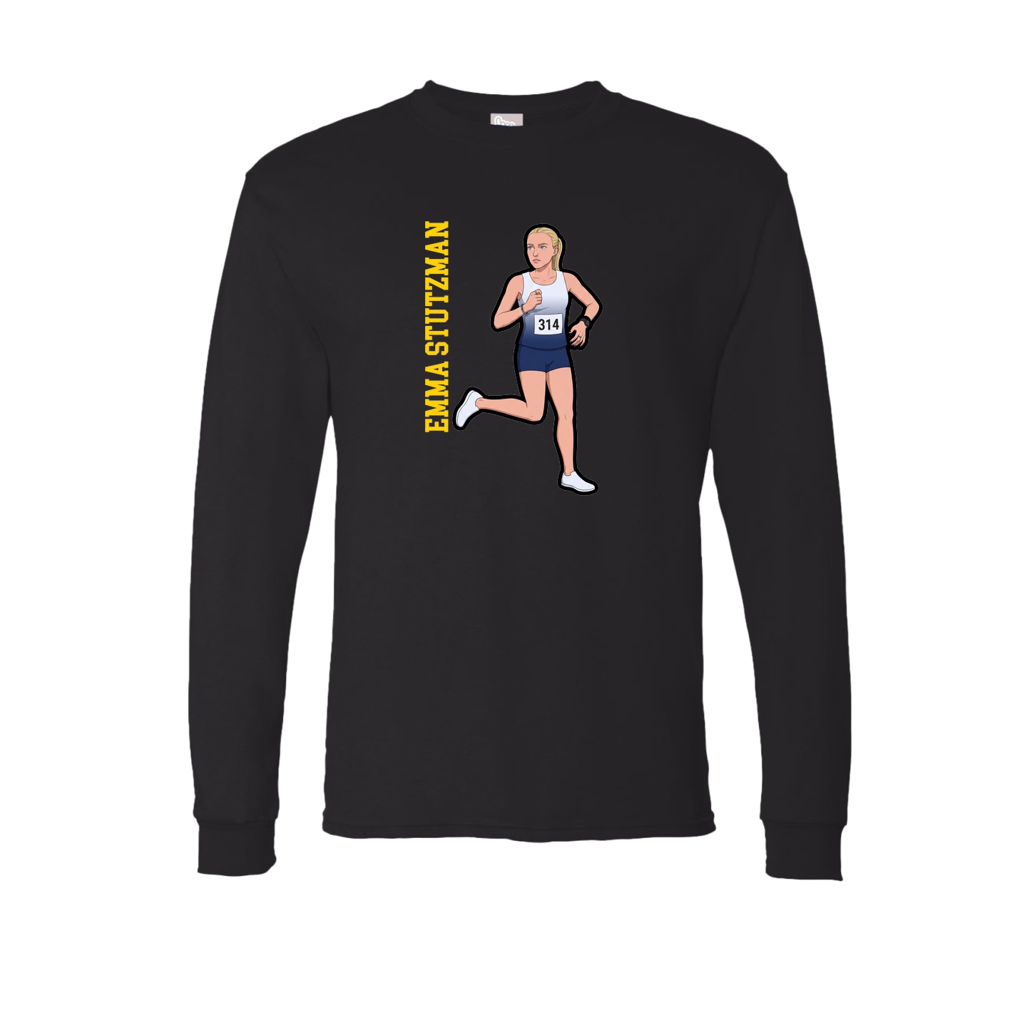 Long Sleeve Tee — Name Vertical in Black