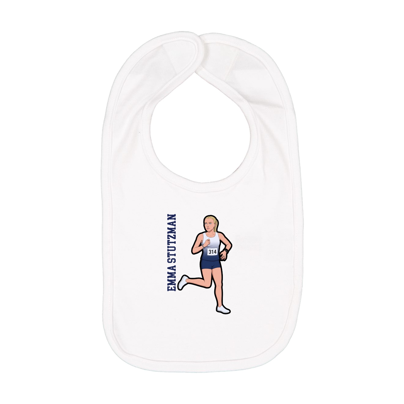 Infant Bib — Name Vertical in White