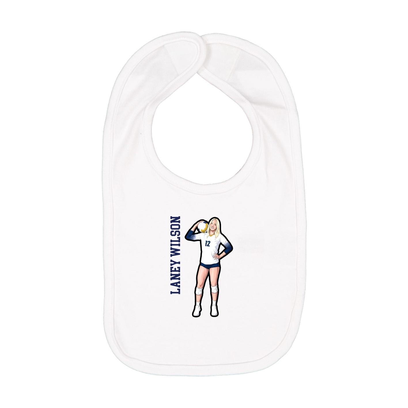 Infant Bib — Name Vertical in White