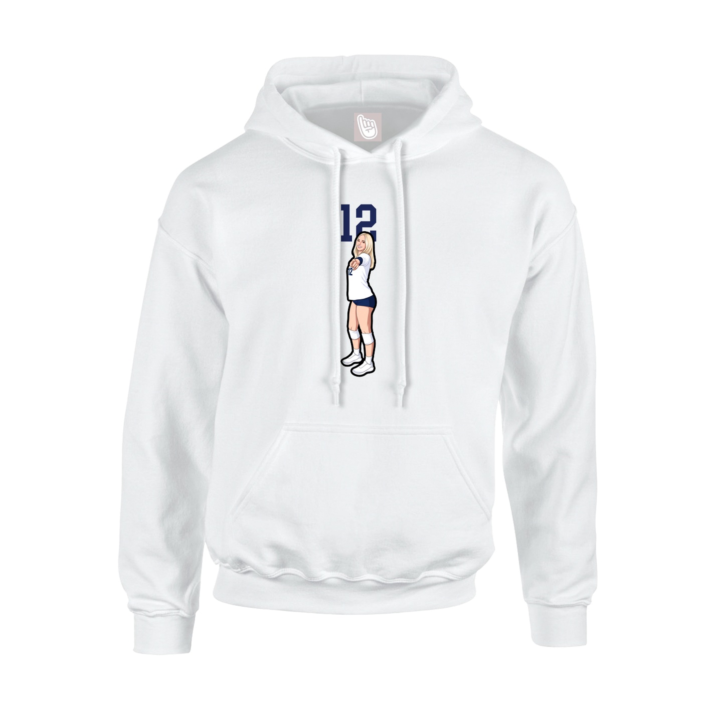Youth Hoodie — Number Top in White