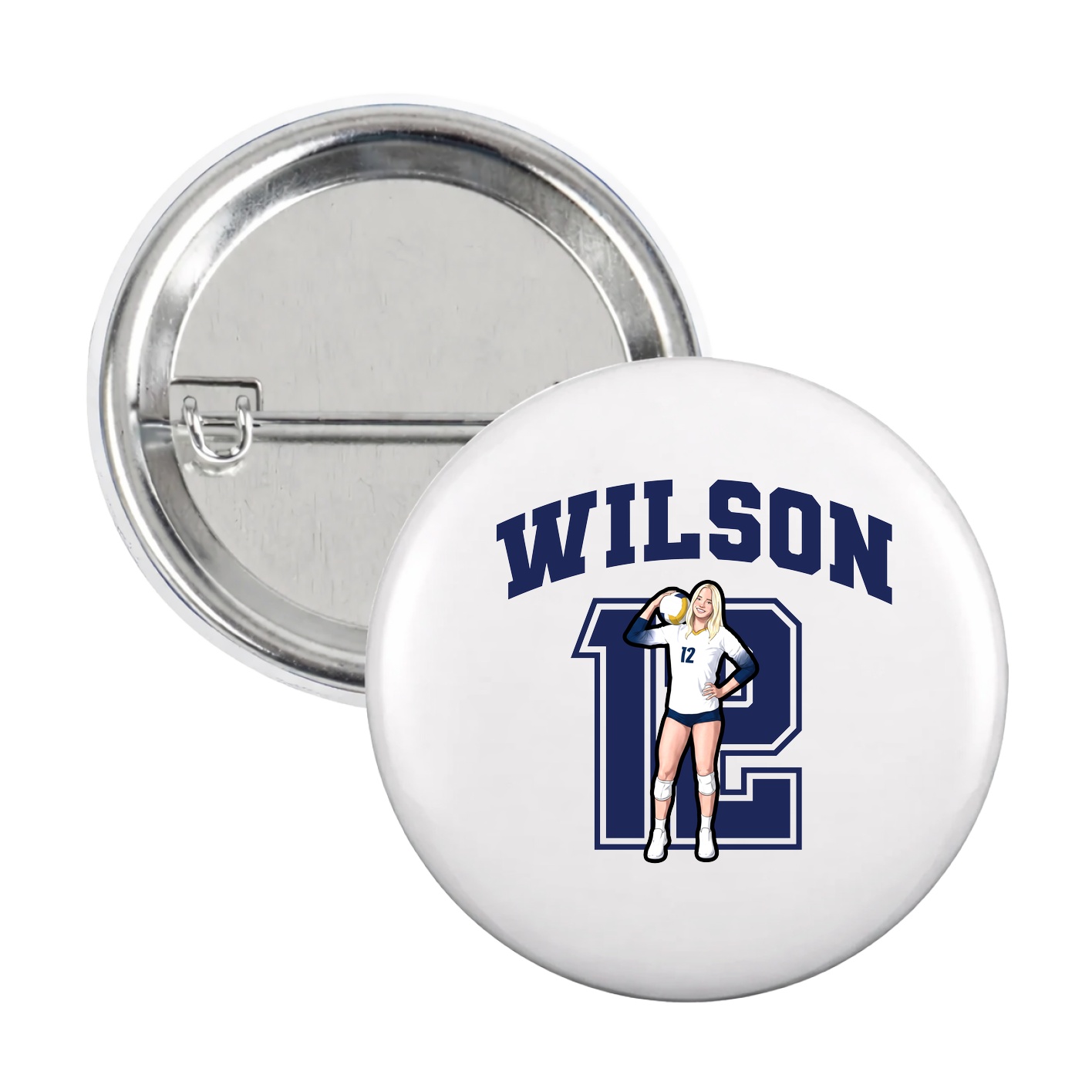 Game Day Button — Number in White