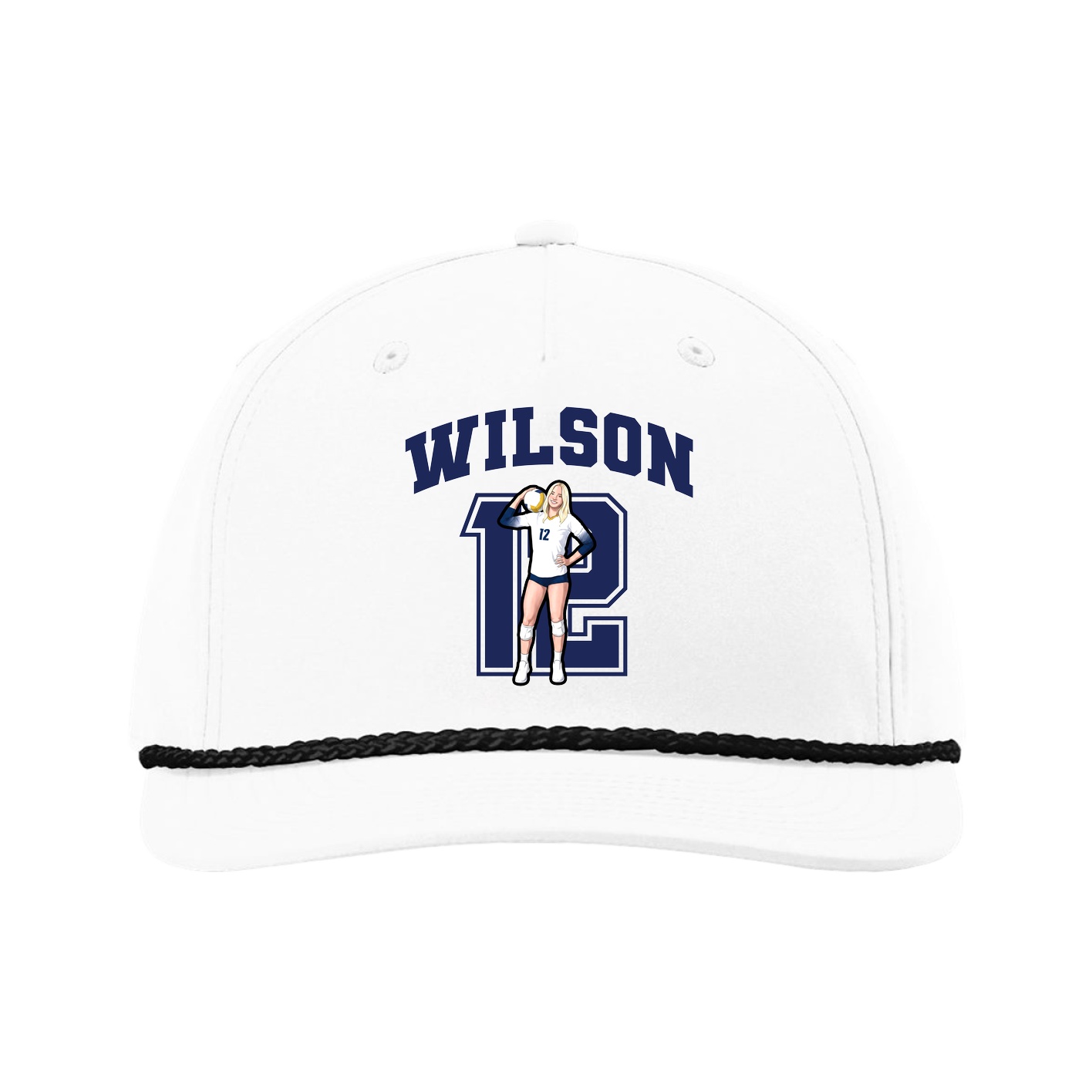 Five-Panel Classic Rope Cap — Number in White