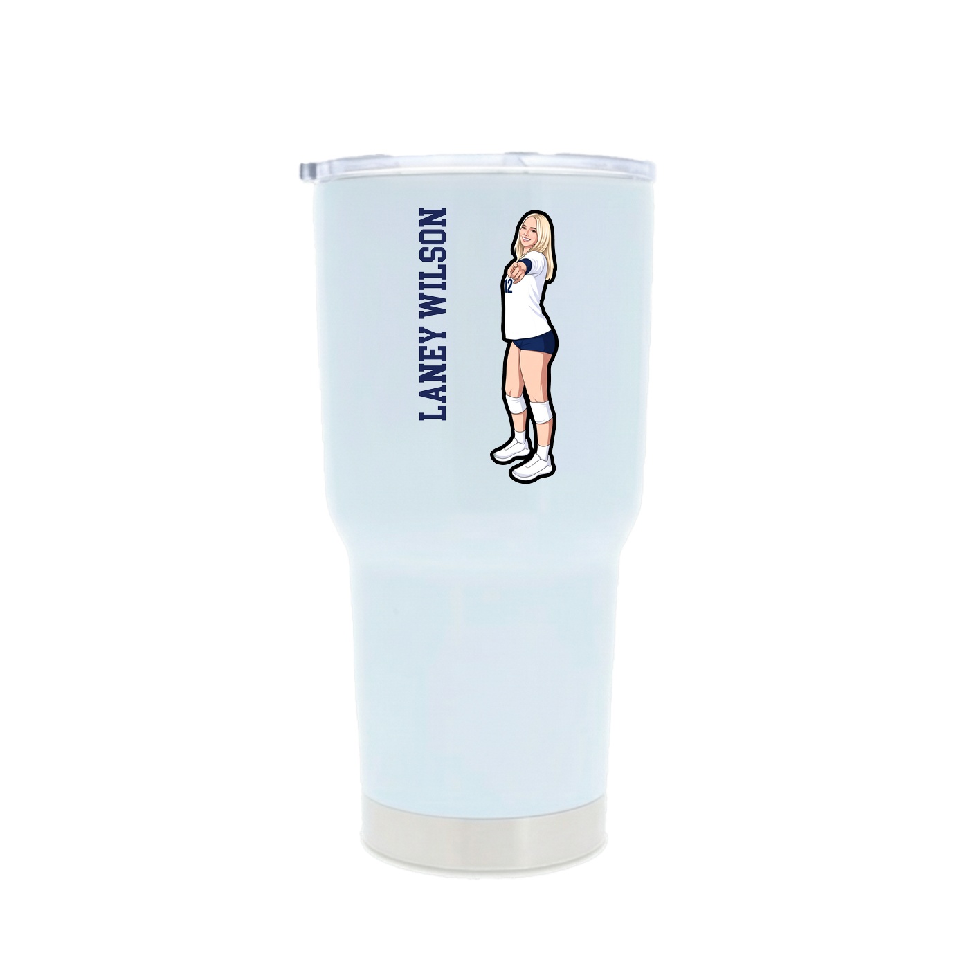 30oz Stainless Steel Tumbler — Name Vertical in White