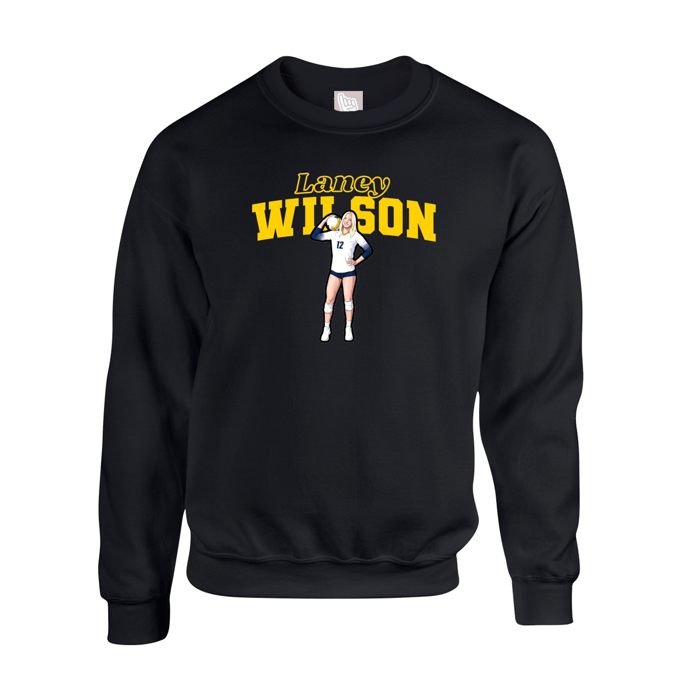 Fleece Crew — Name Arch in Black