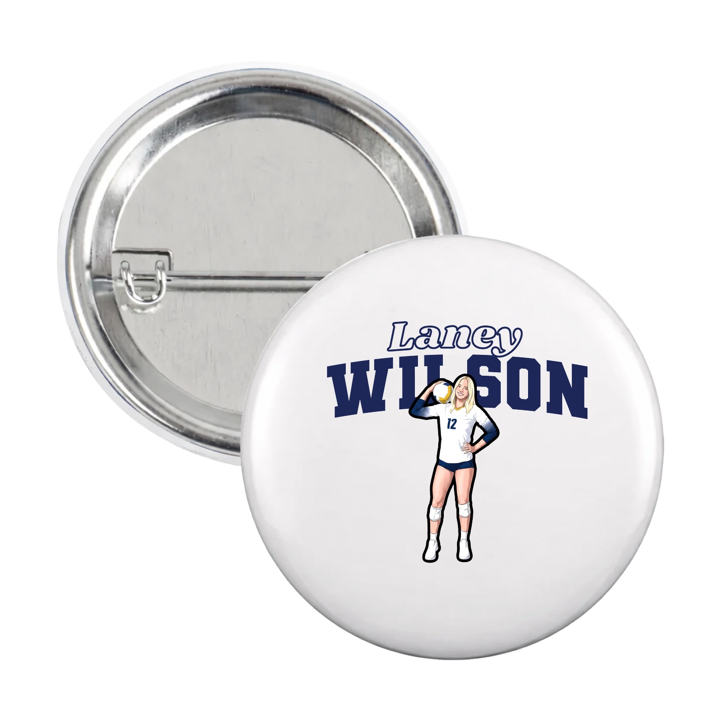 Game Day Button — Name Arch in White