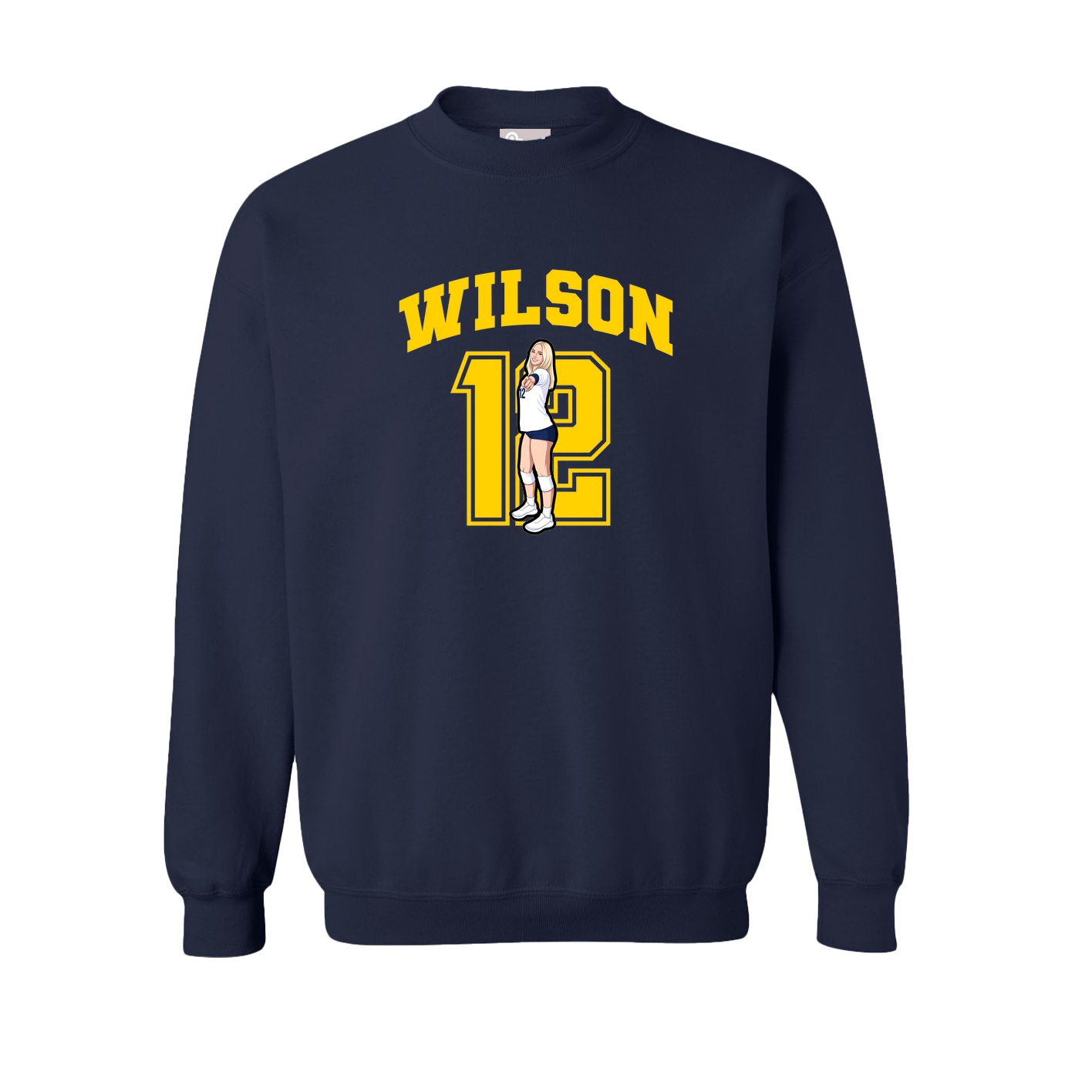 Fleece Crew — Number in Navy