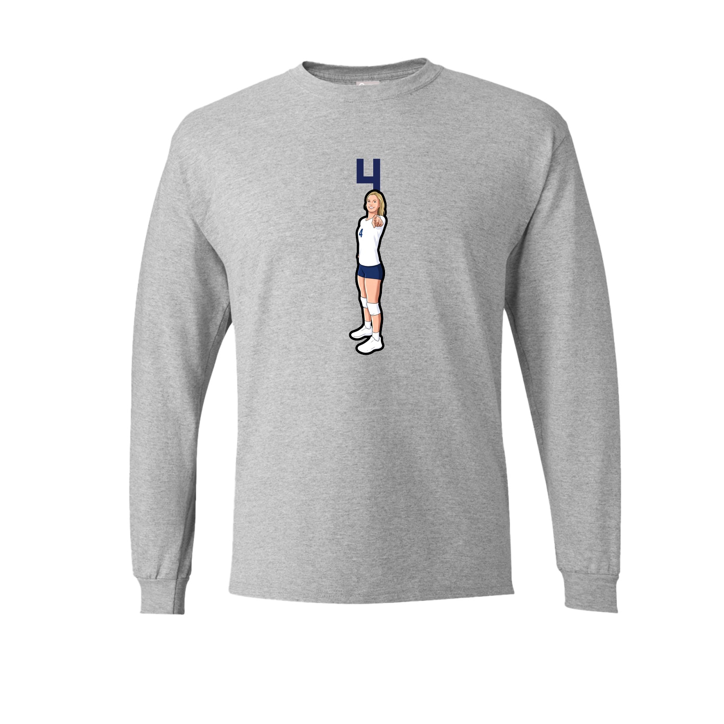Long Sleeve Tee — Number Top in Grey