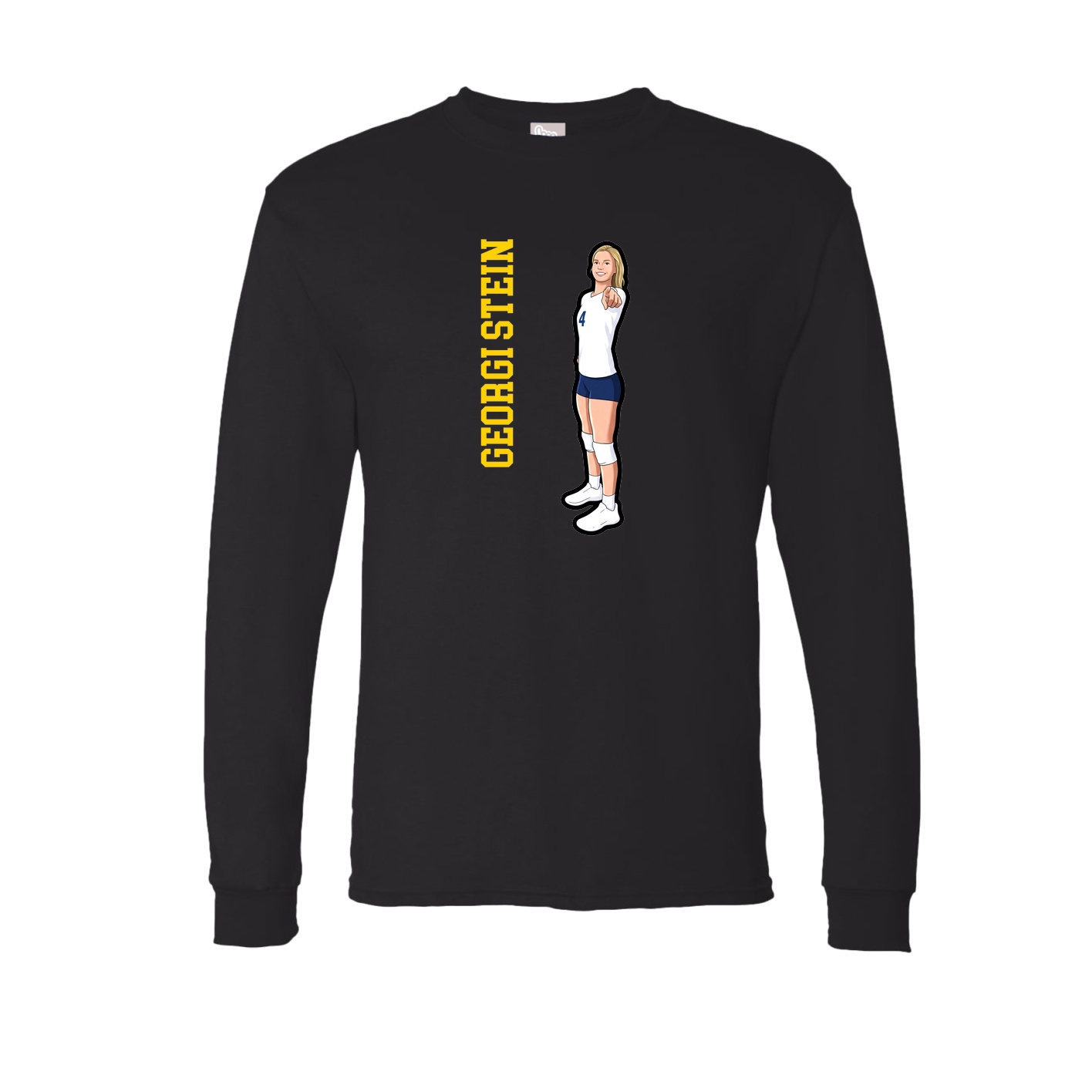 Long Sleeve Tee — Name Vertical in Black