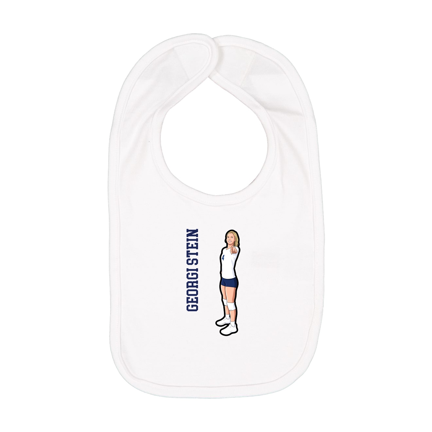 Infant Bib — Name Vertical in White