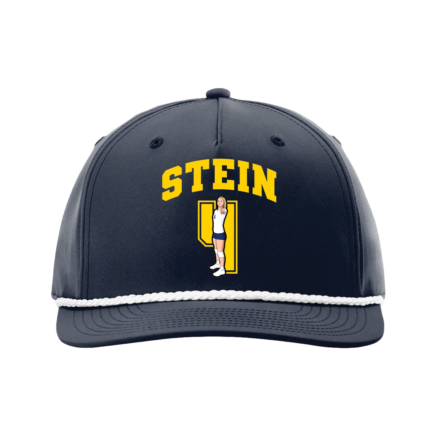 Five-Panel Classic Rope Cap — Number in Navy