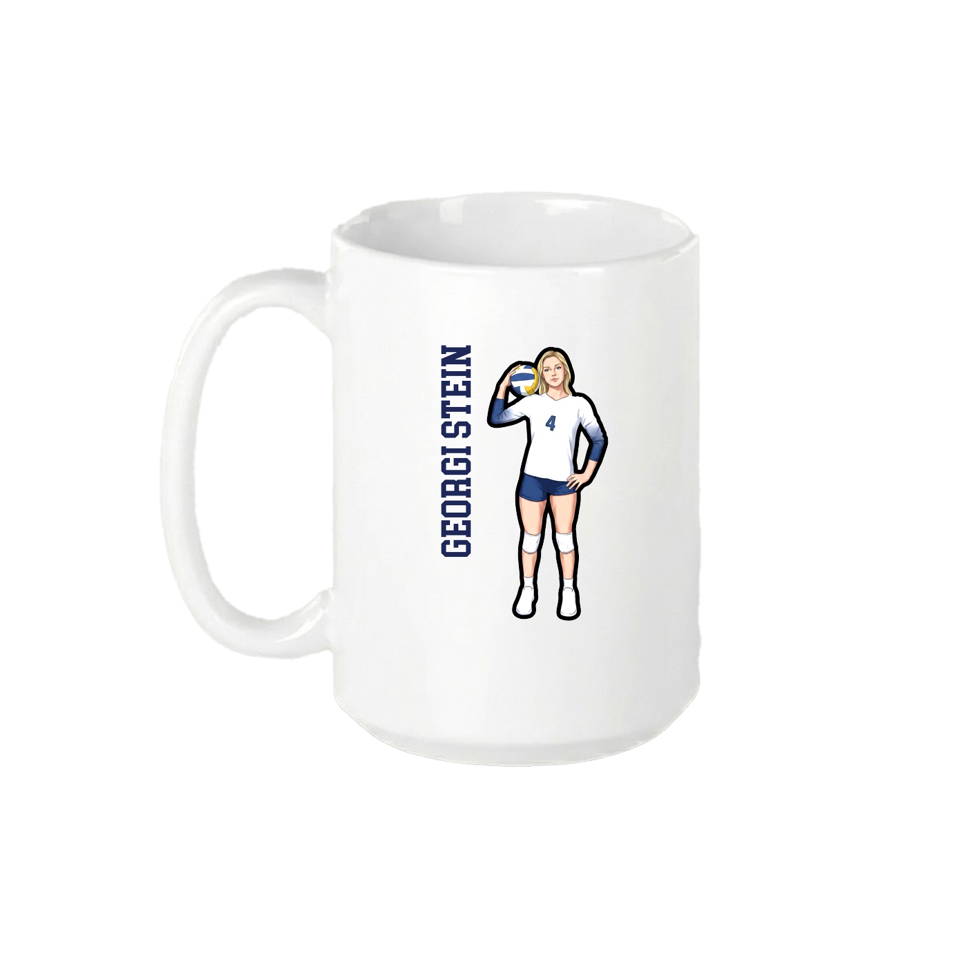 15oz Coffee Mug — Name Vertical in White