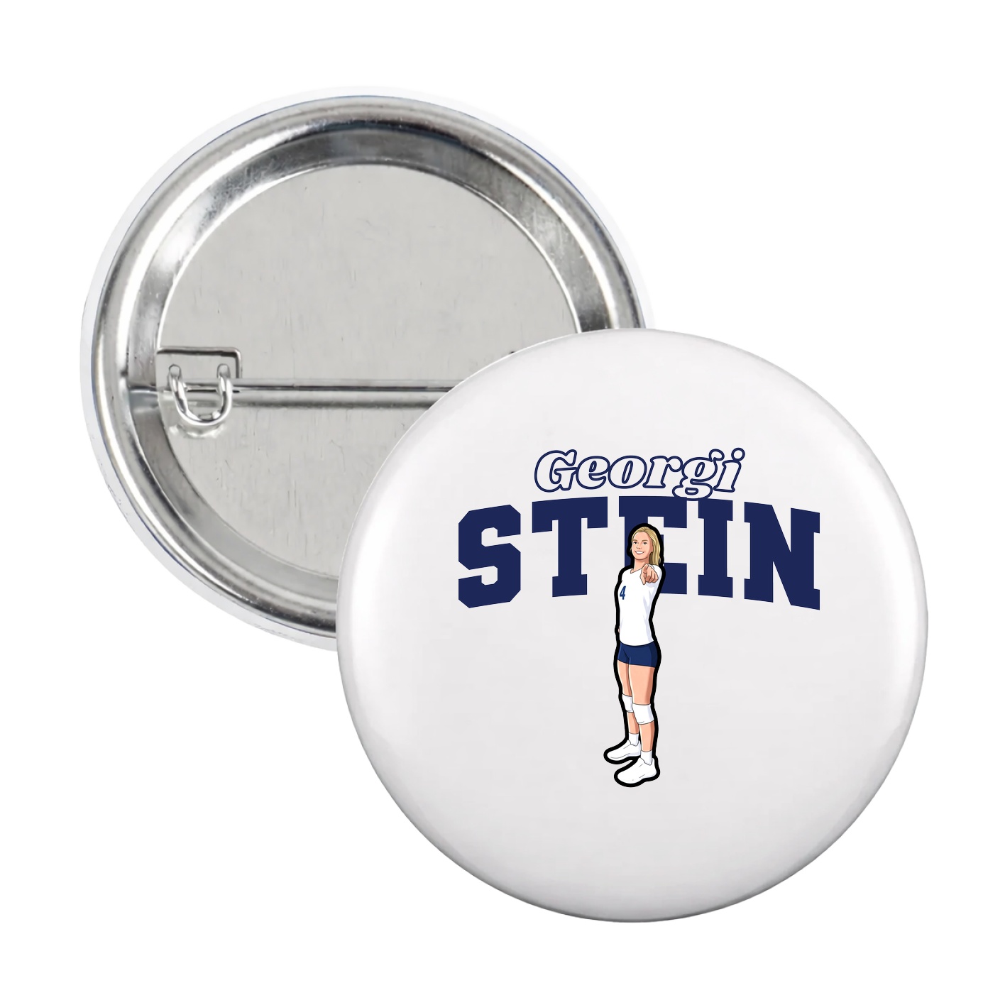 Game Day Button — Name Arch in White