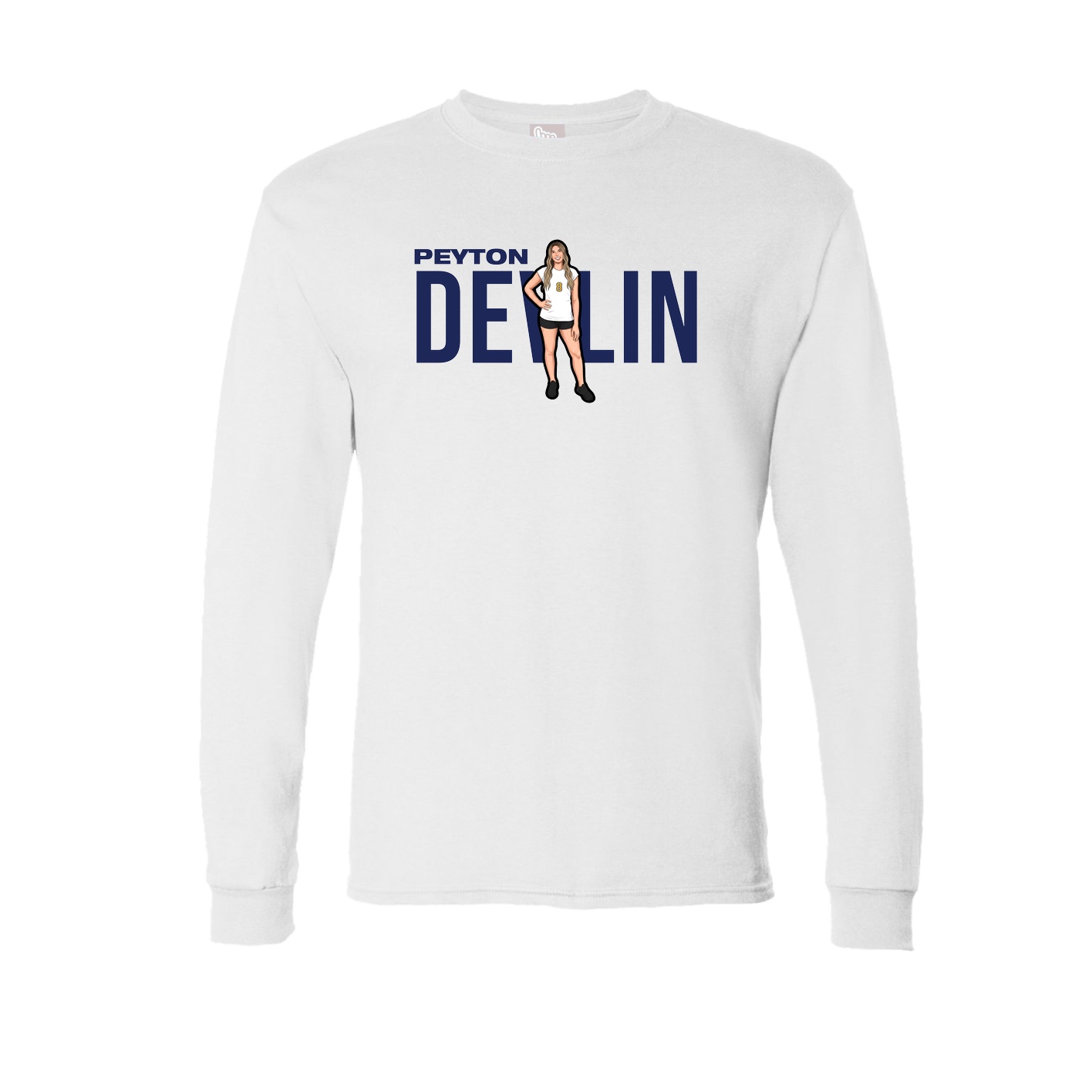 Long Sleeve Tee — Player Name in White