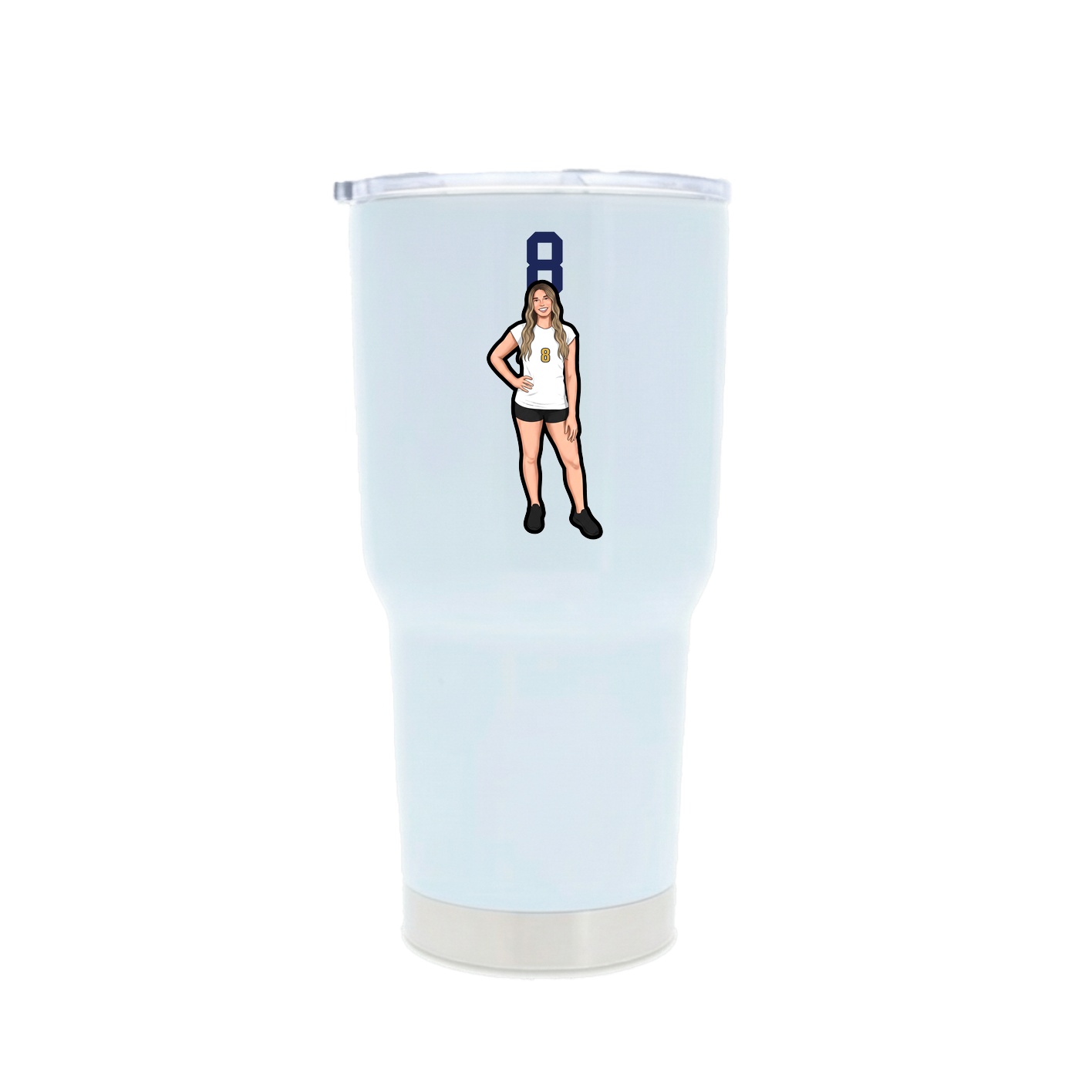 30oz Stainless Steel Tumbler — Number Top in White
