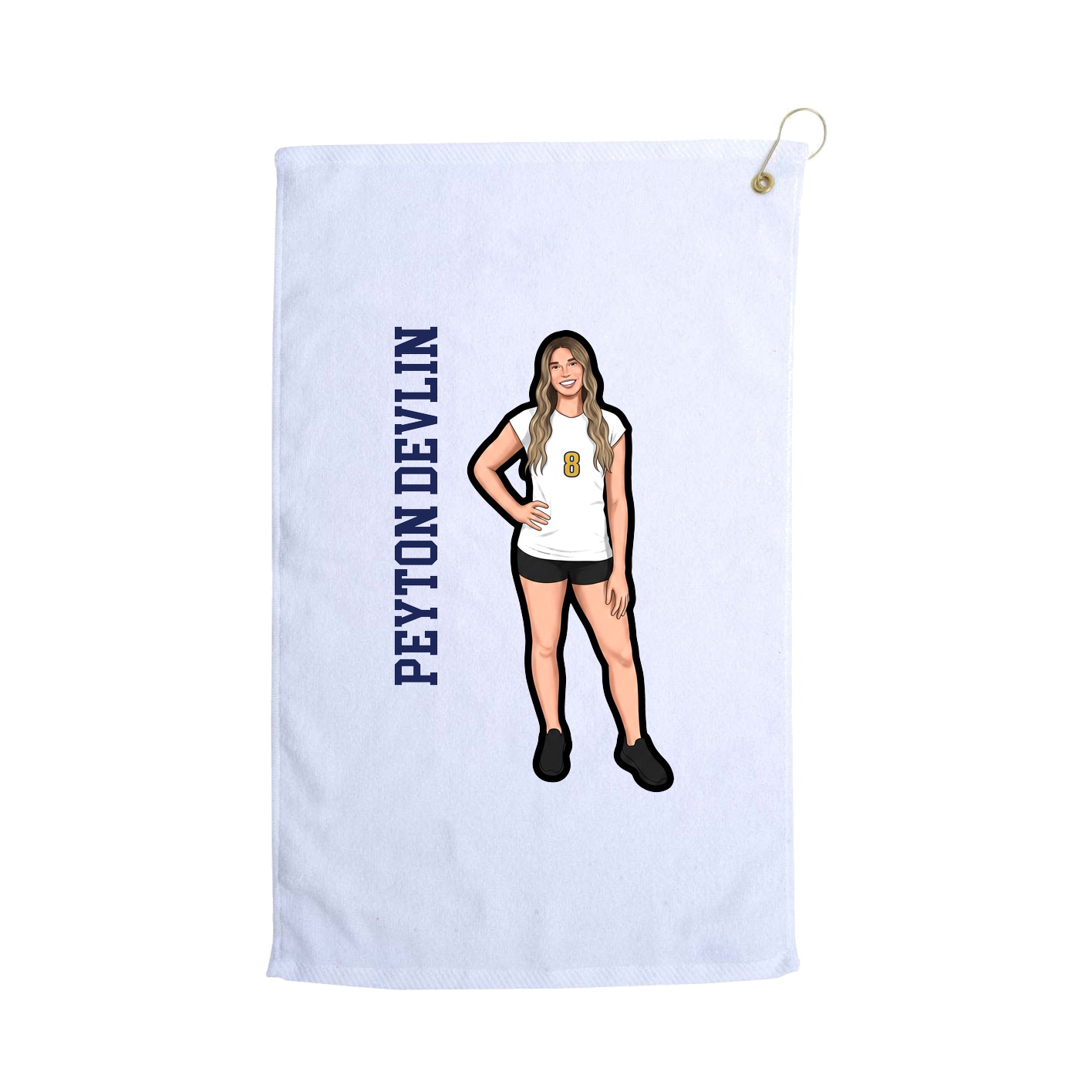 Golf Towel — Name Vertical in White