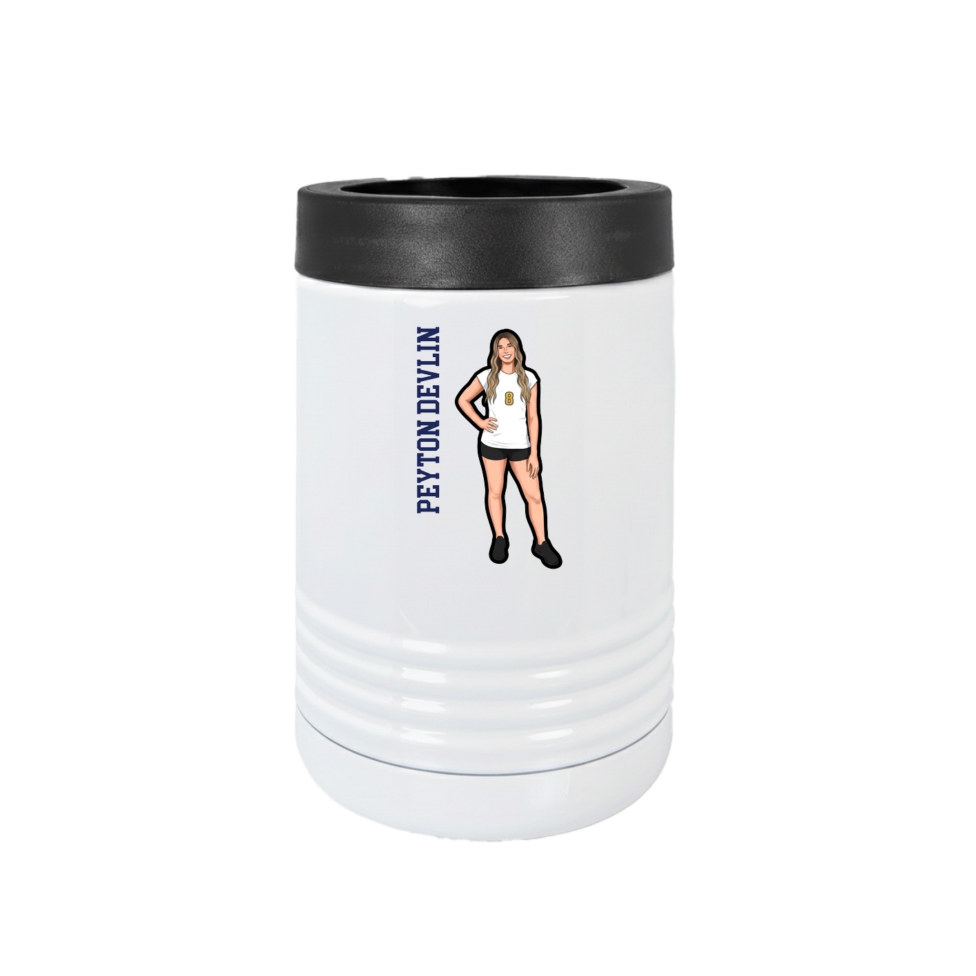 Beverage Holder — Name Vertical in White