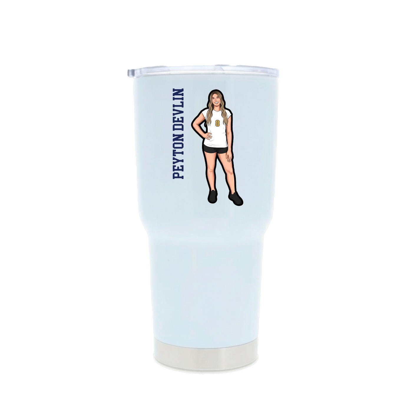 30oz Stainless Steel Tumbler — Name Vertical in White