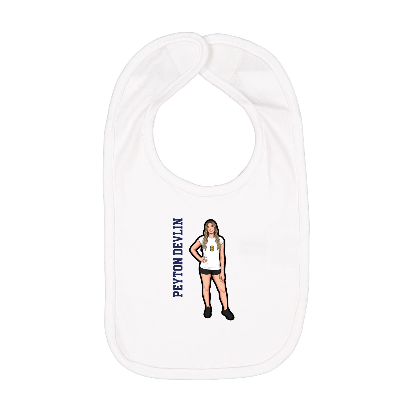 Infant Bib — Name Vertical in White