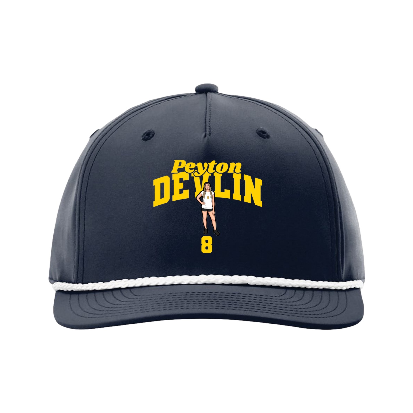 Five-Panel Classic Rope Cap — Signature Arch in Navy