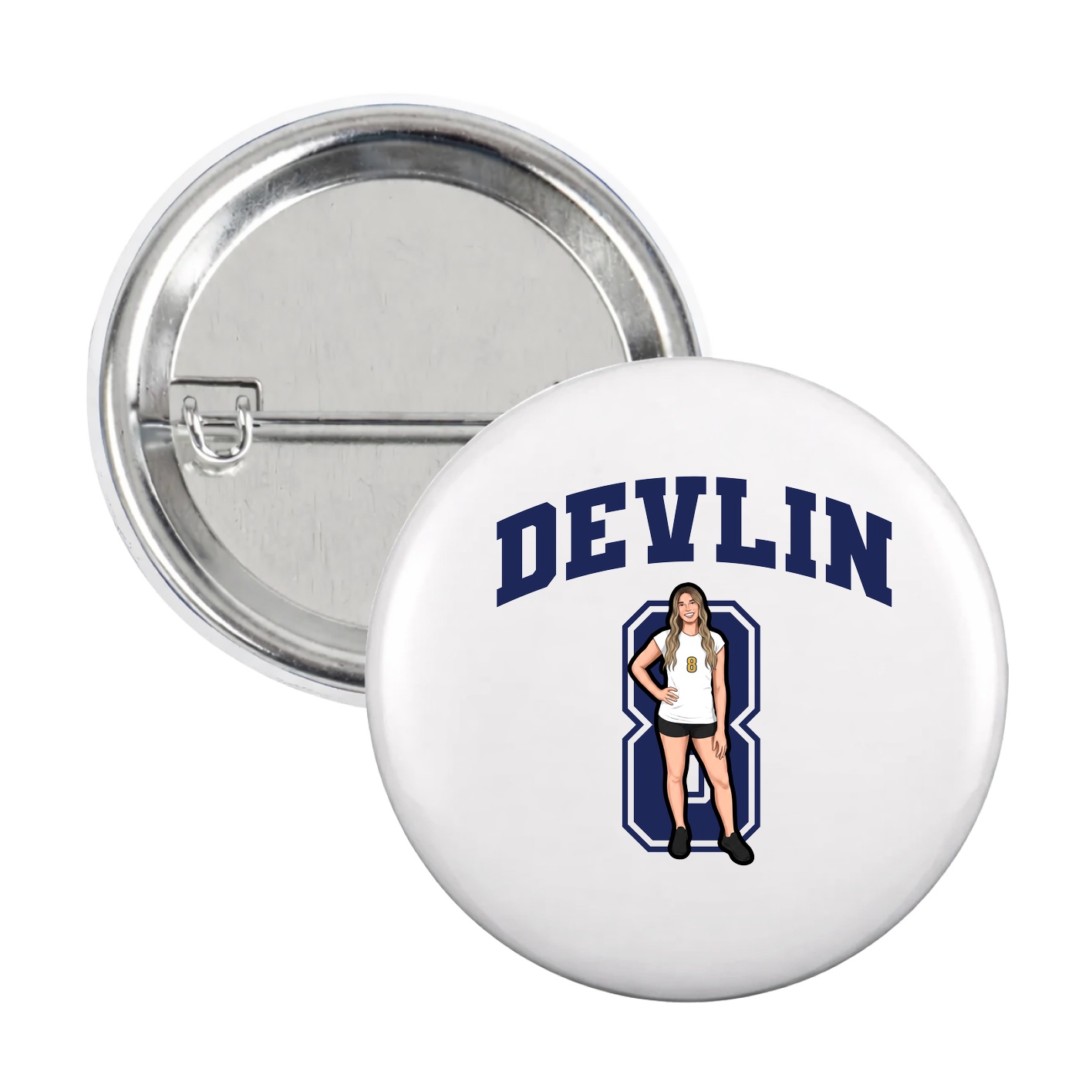 Game Day Button — Number in White