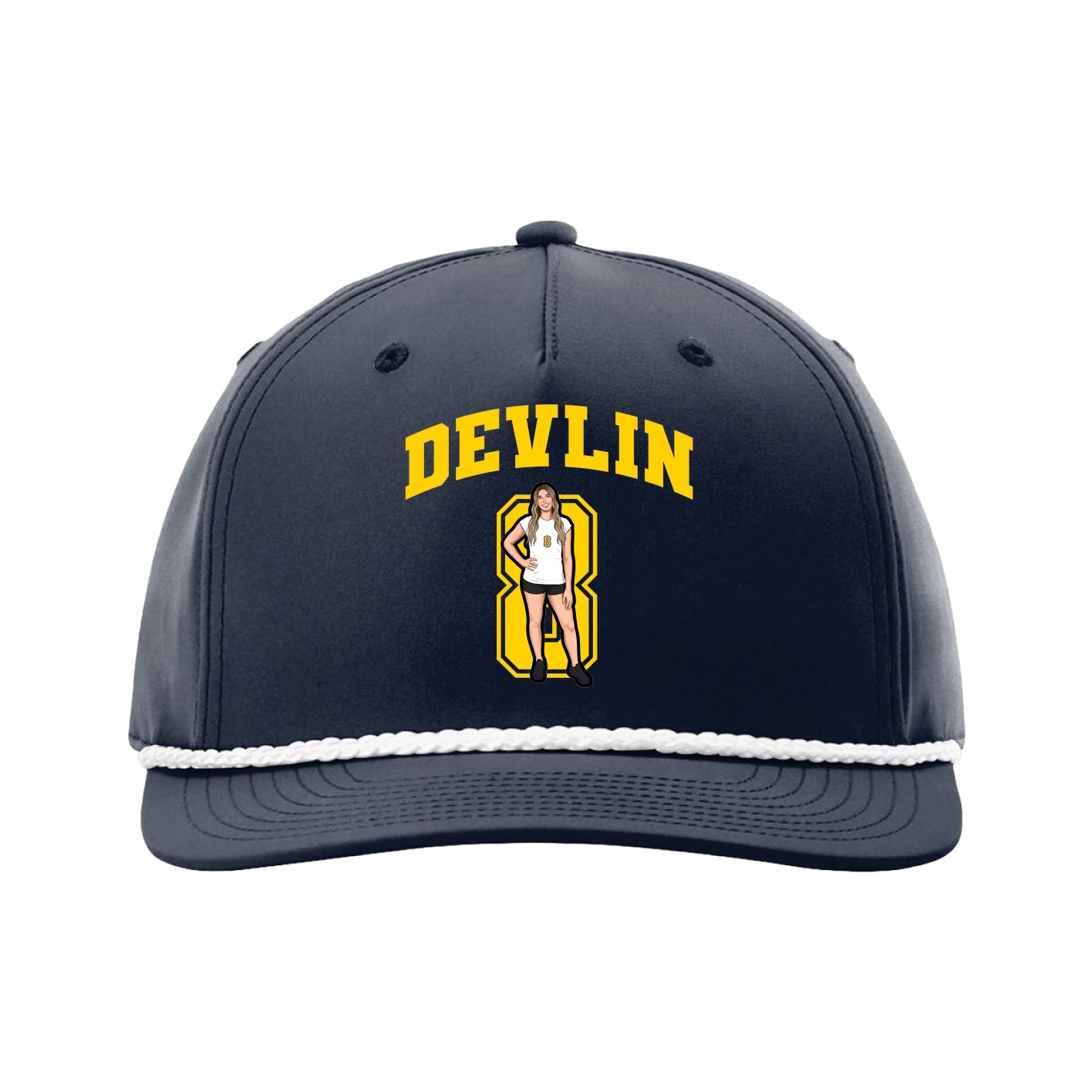 Five-Panel Classic Rope Cap — Number in Navy