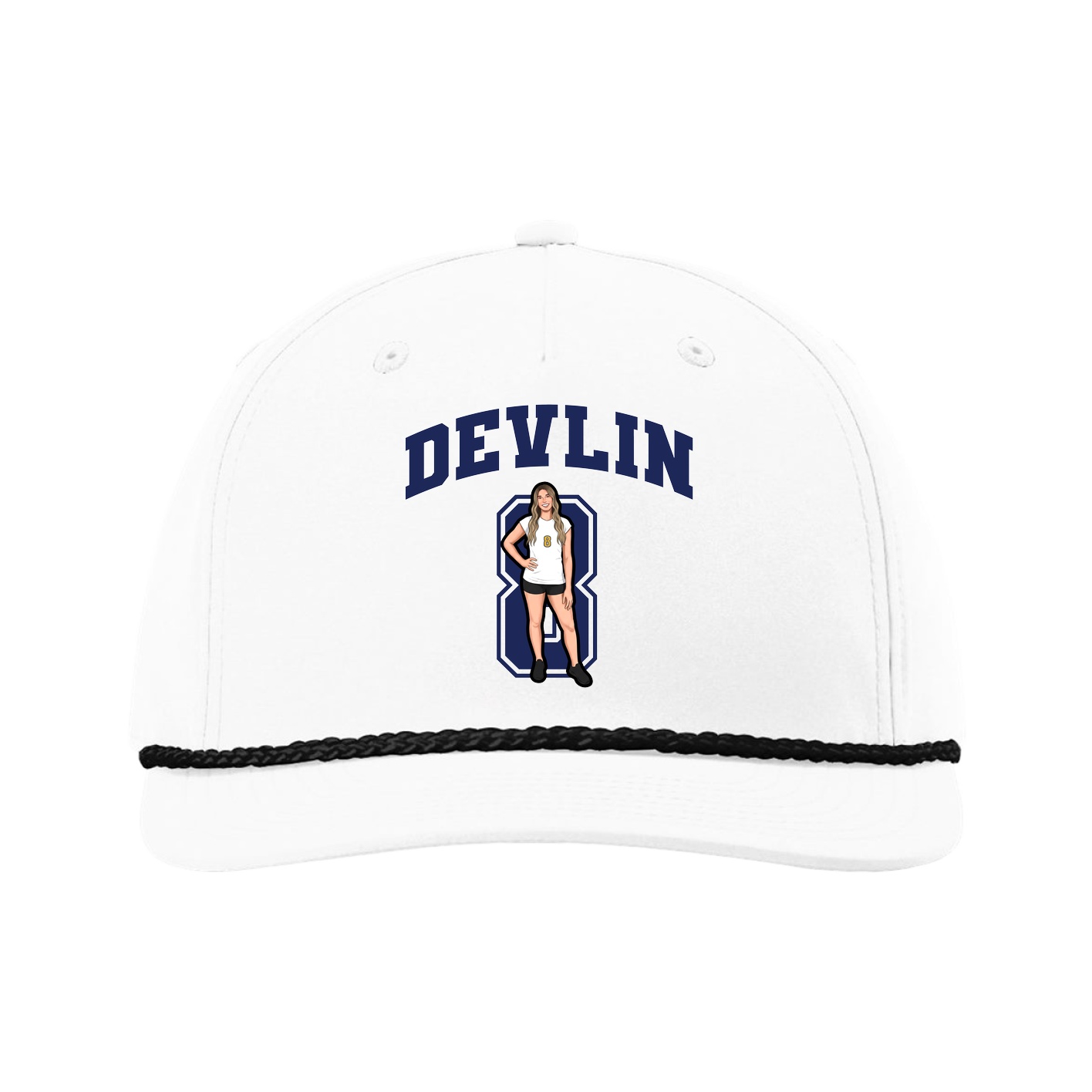 Five-Panel Classic Rope Cap — Number in White