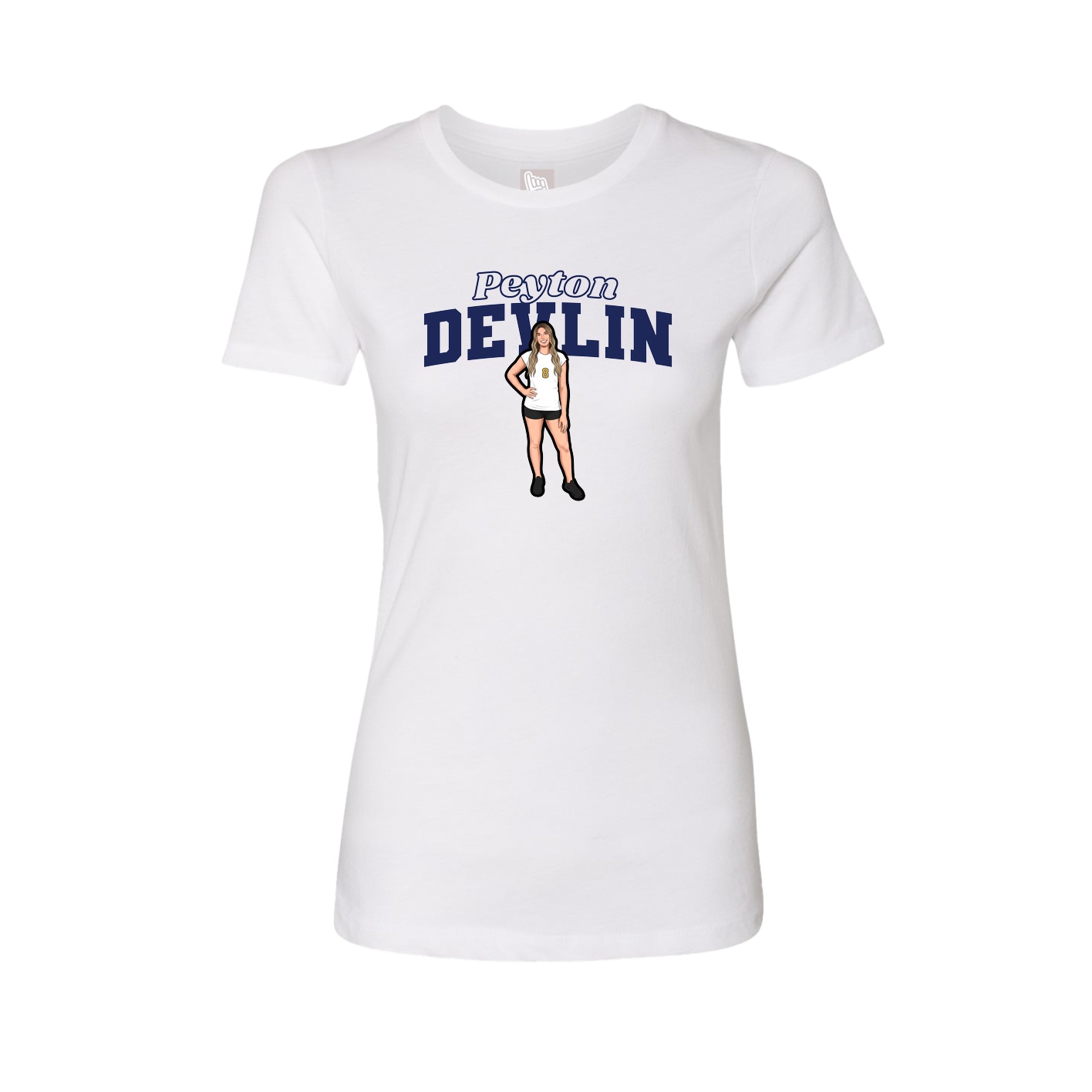 Fitted Women's Tee — Name Arch in White