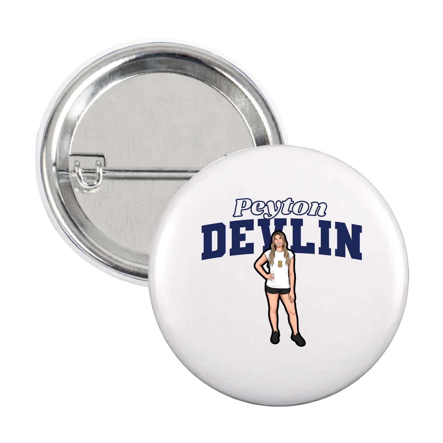 Game Day Button — Name Arch in White