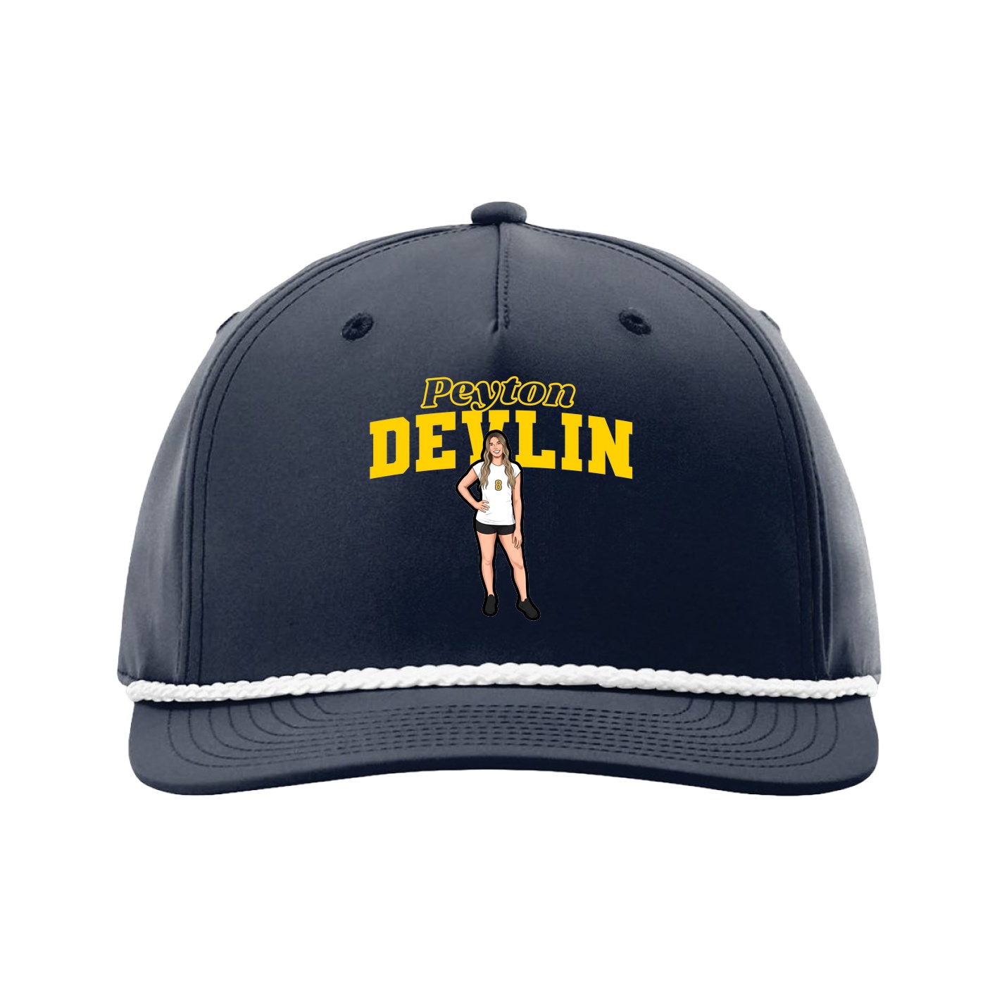 Five-Panel Classic Rope Cap — Name Arch in Navy