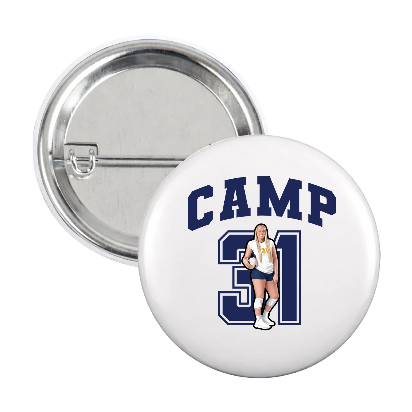 Game Day Button — Number in White
