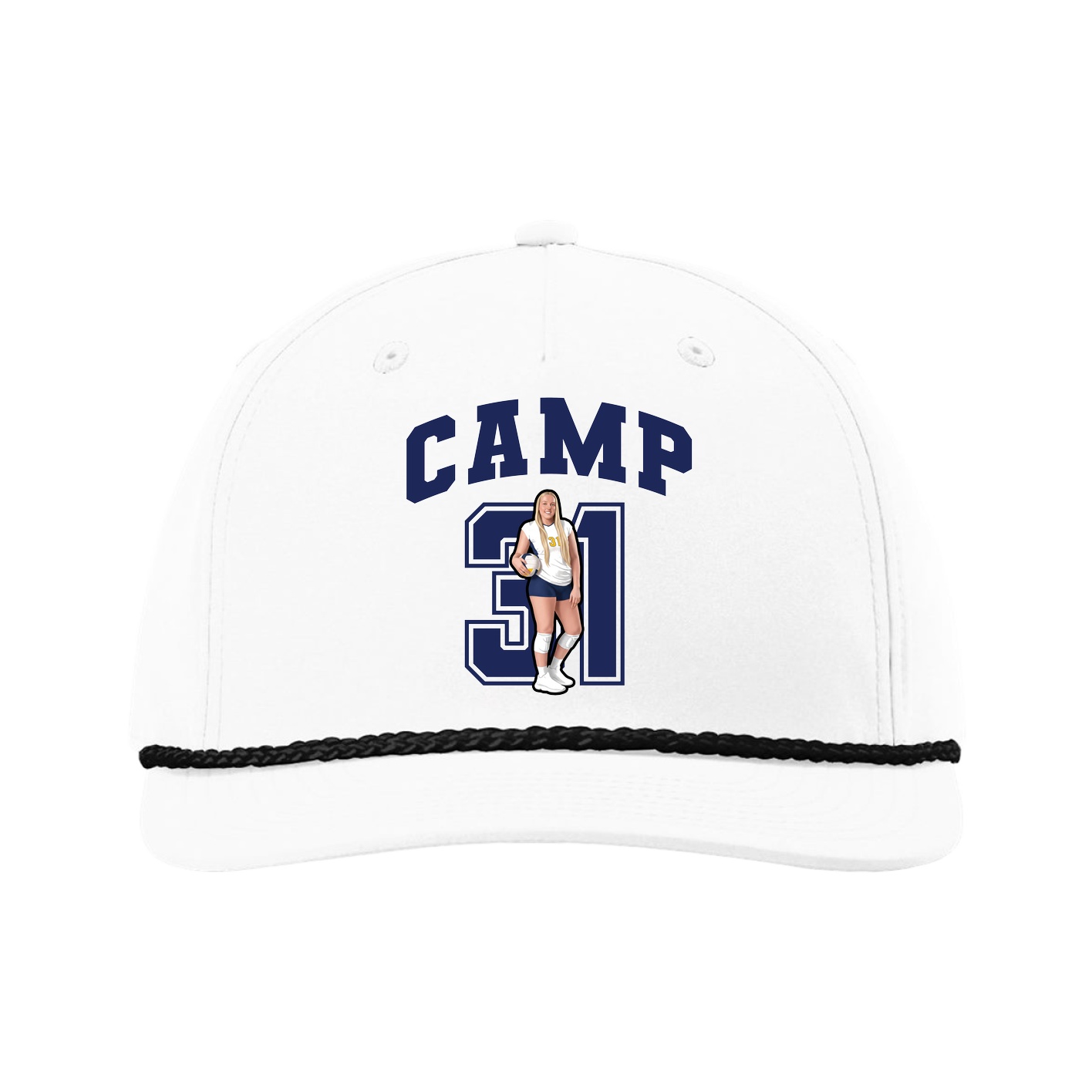 Five-Panel Classic Rope Cap — Number in White
