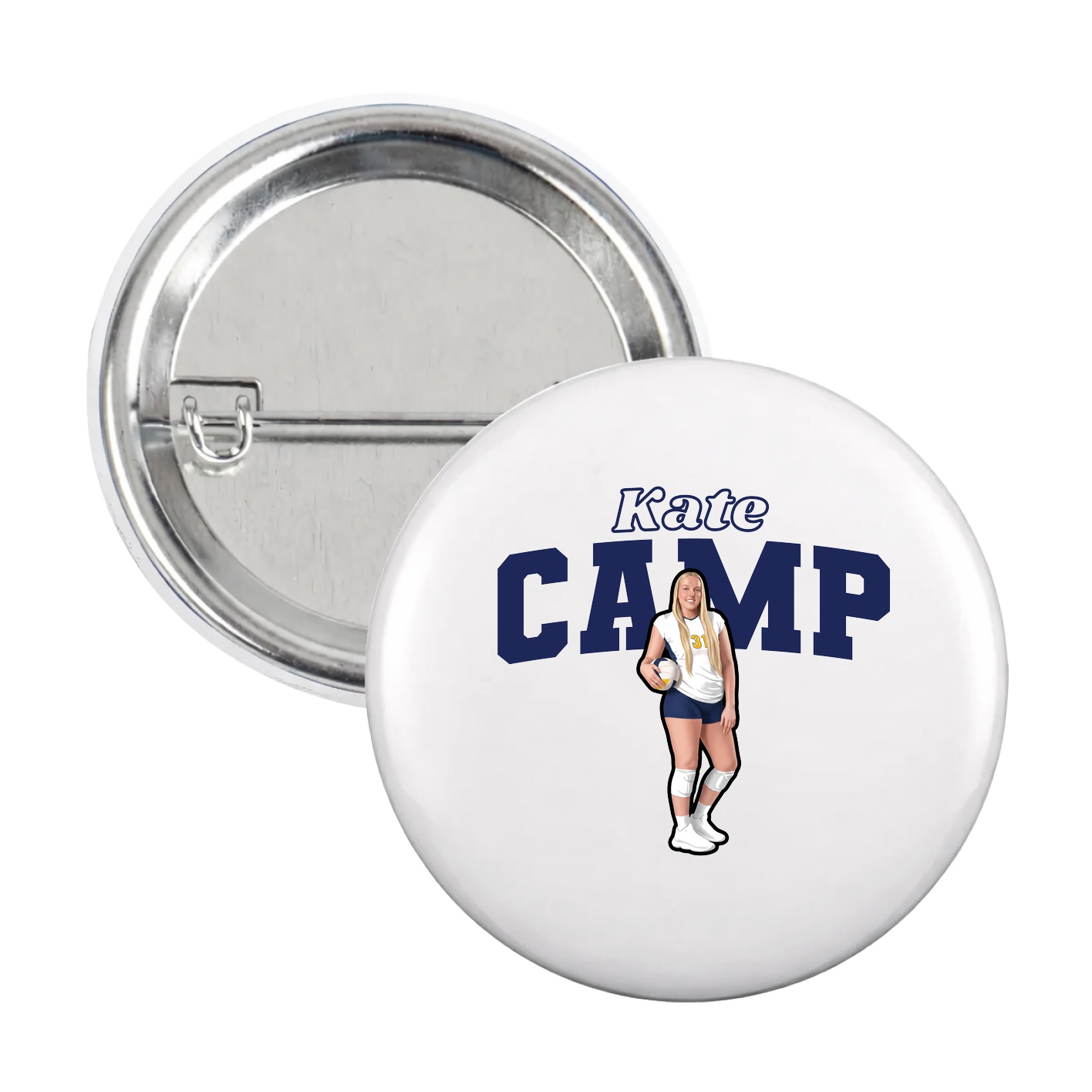 Game Day Button — Name Arch in White
