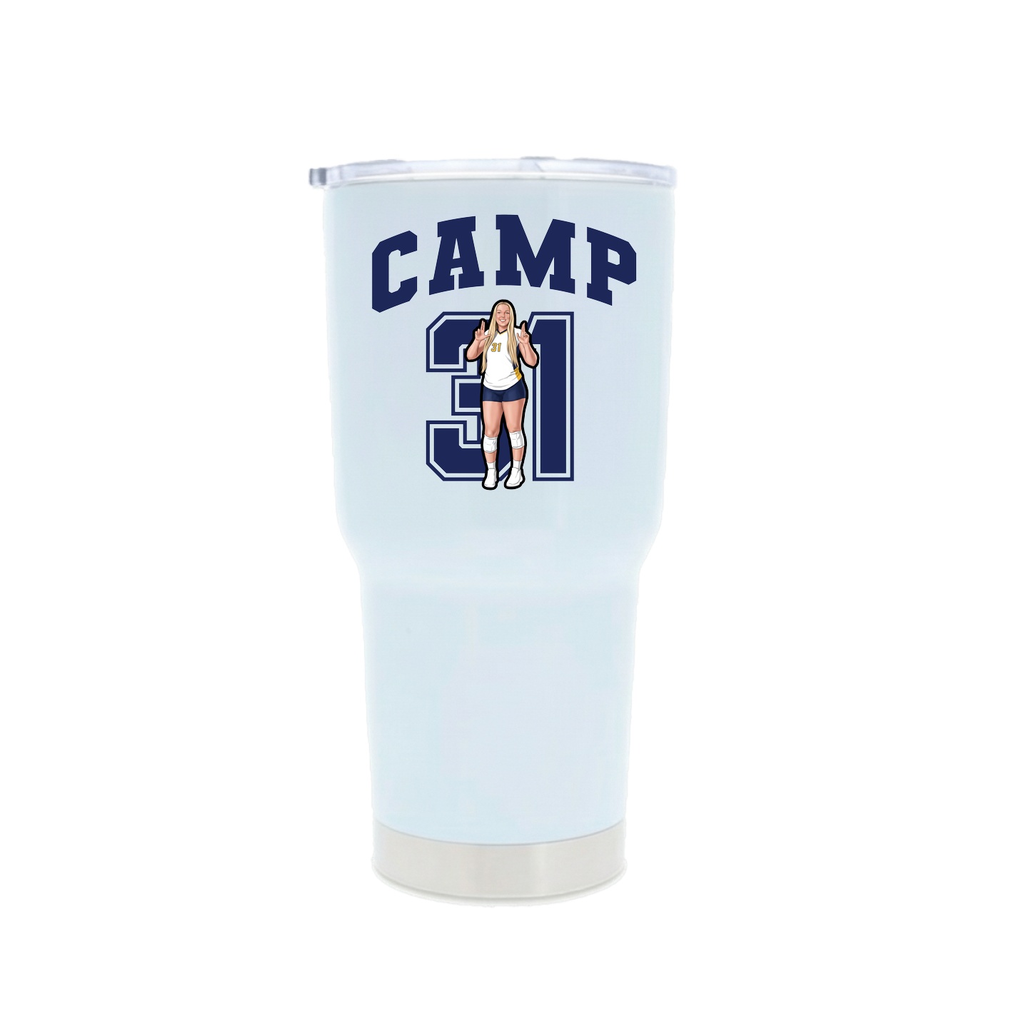30oz Stainless Steel Tumbler — Number in White