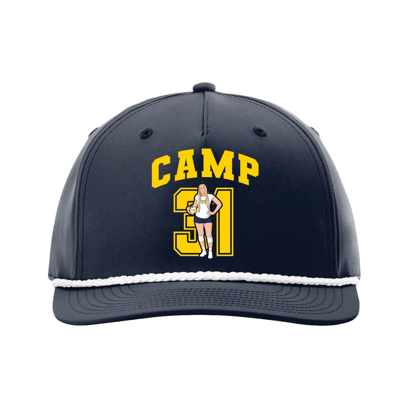 Five-Panel Classic Rope Cap — Number in Navy