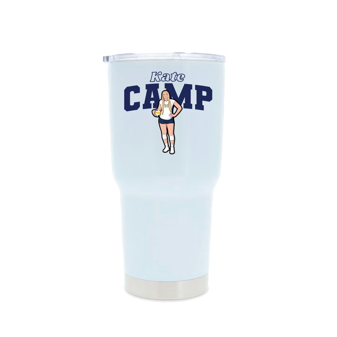 30oz Stainless Steel Tumbler — Name Arch in White