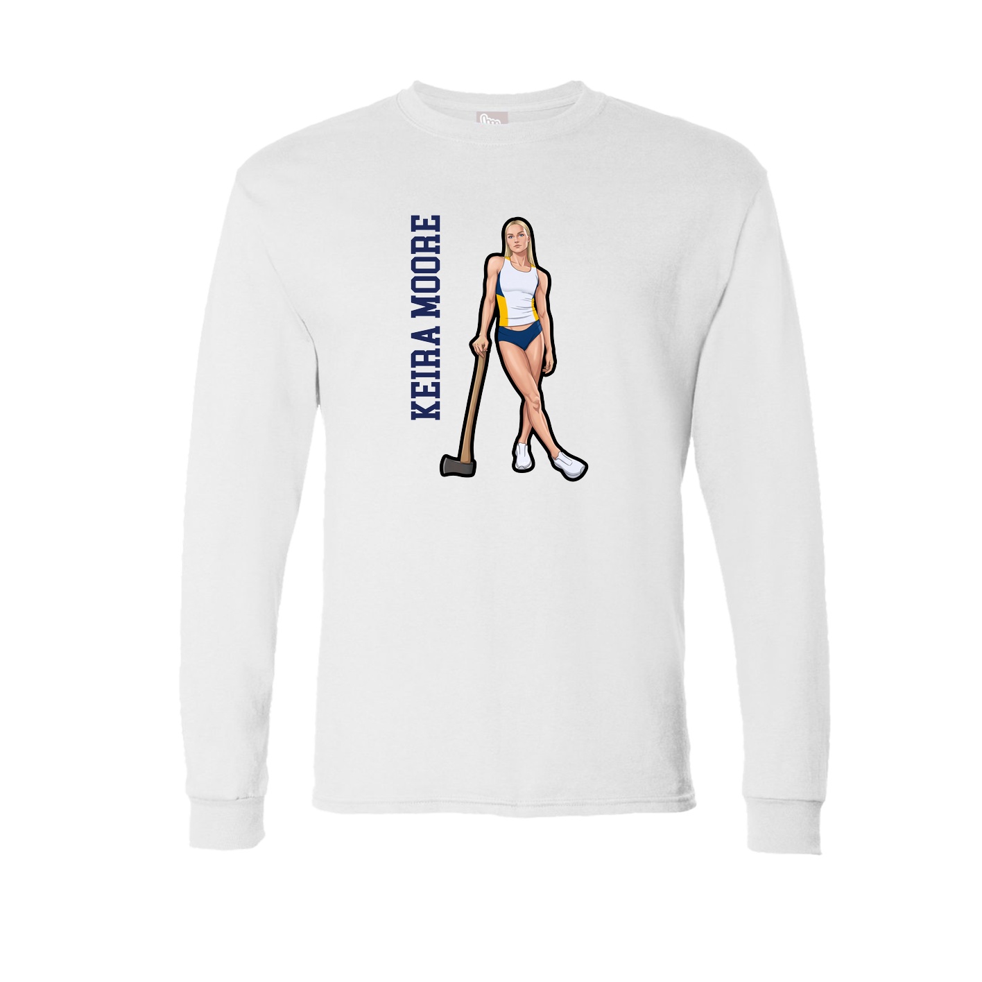 Long Sleeve Tee — Name Vertical in White