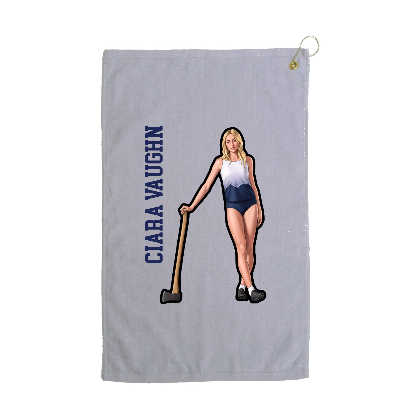 Golf Towel — Name Vertical in Grey