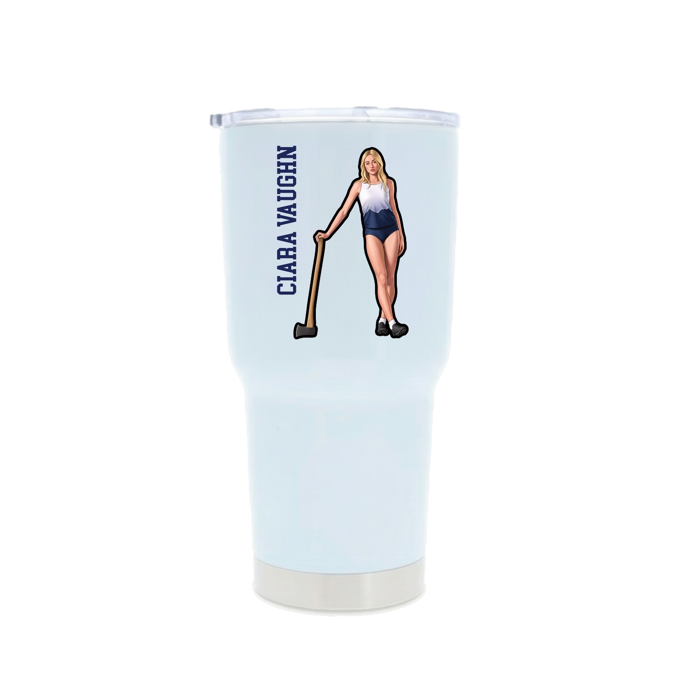 30oz Stainless Steel Tumbler — Name Vertical in White