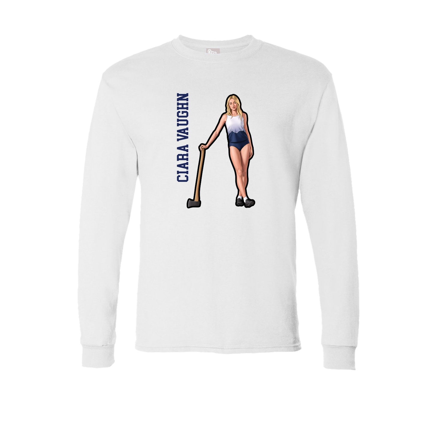 Long Sleeve Tee — Name Vertical in White