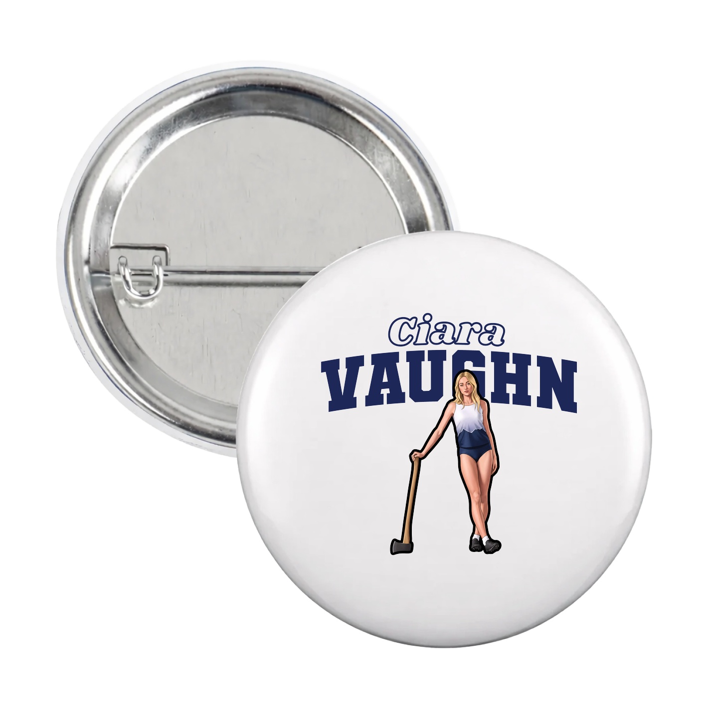 Game Day Button — Name Arch in White