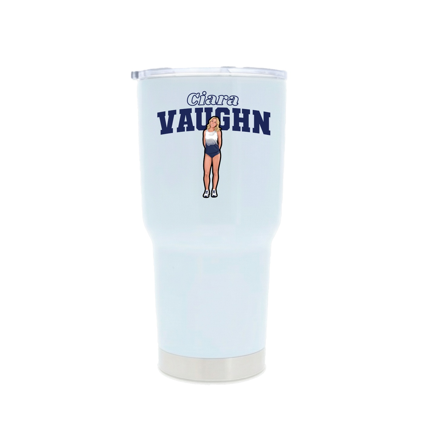 30oz Stainless Steel Tumbler — Name Arch in White