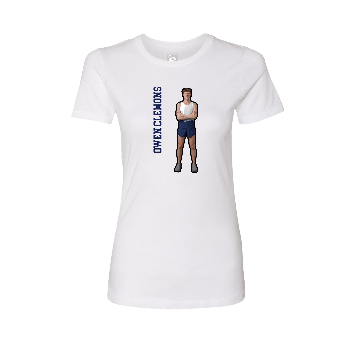 Fitted Women's Tee — Name Vertical in White
