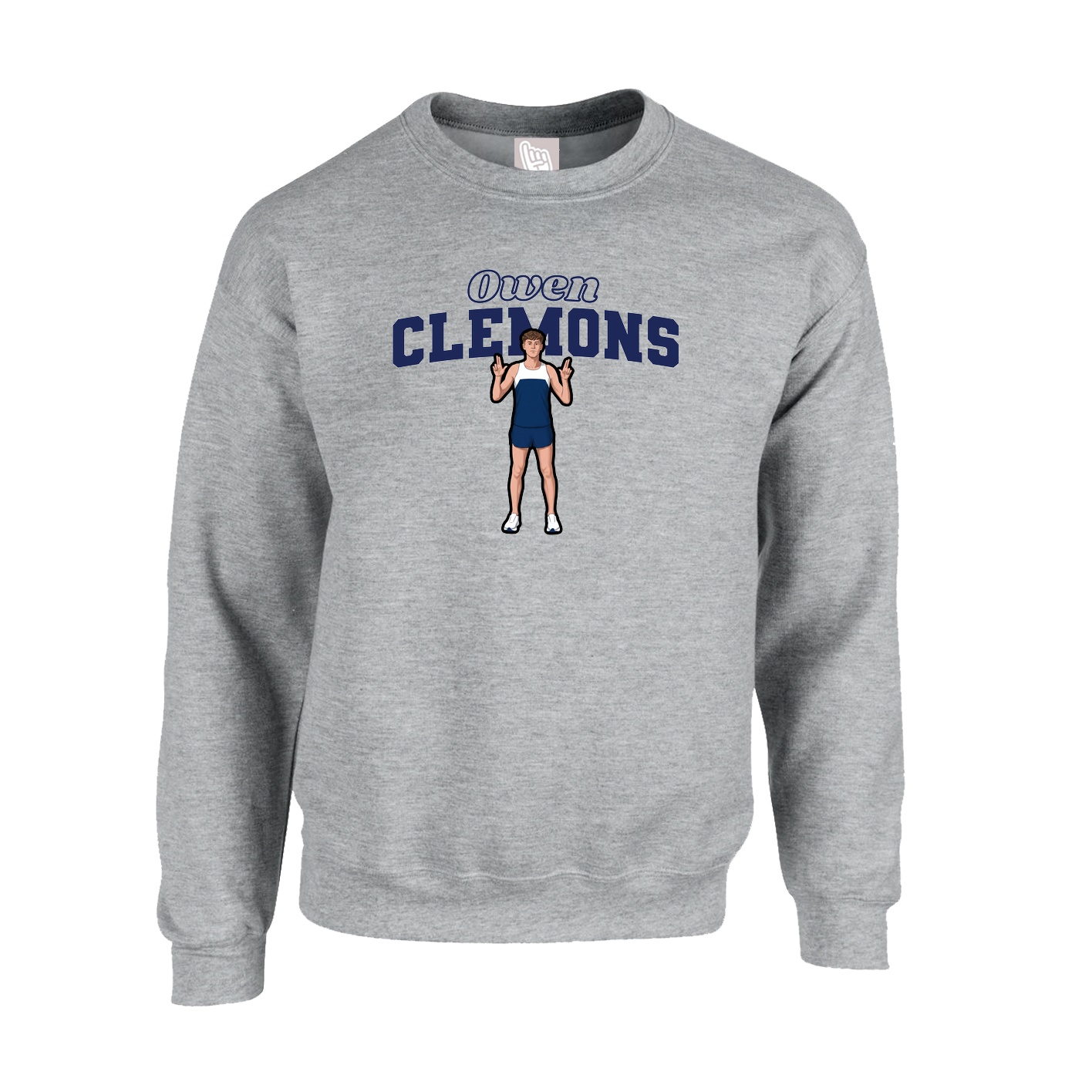 Fleece Crew — Name Arch in Grey
