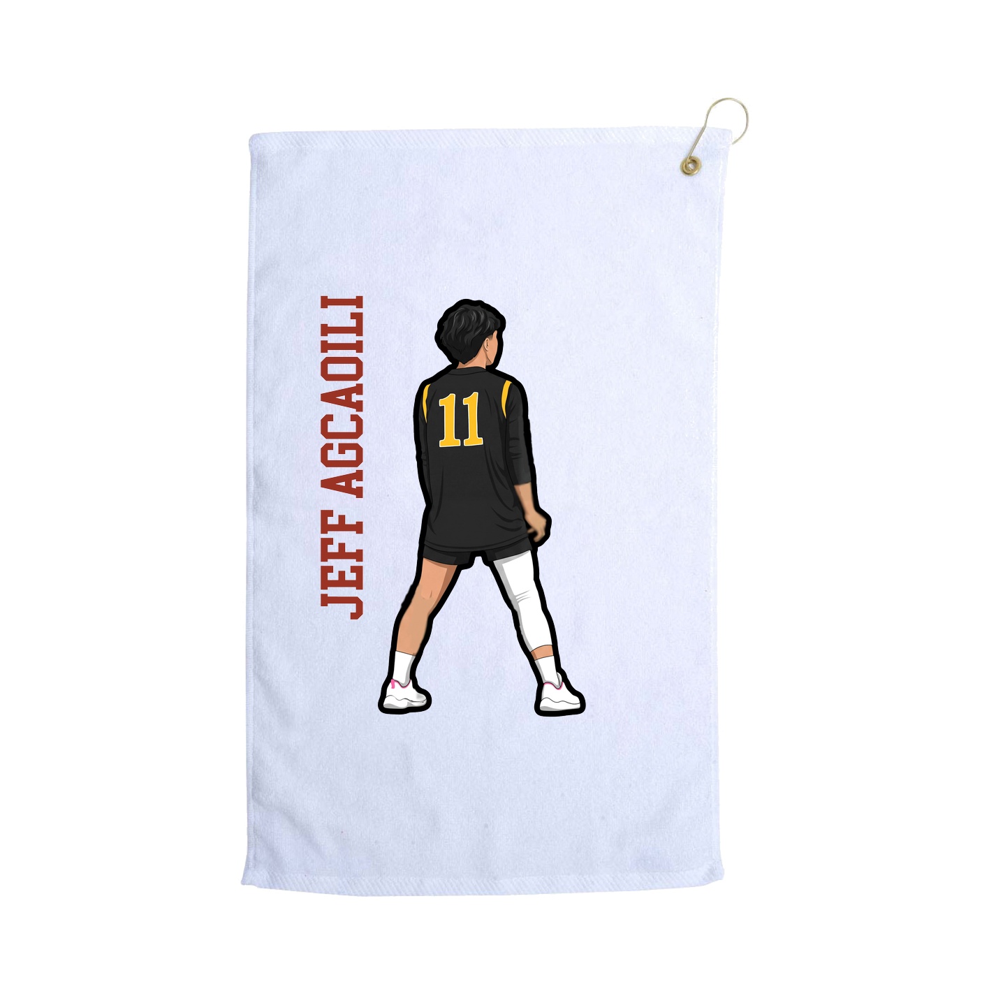 Golf Towel — Name Vertical in White