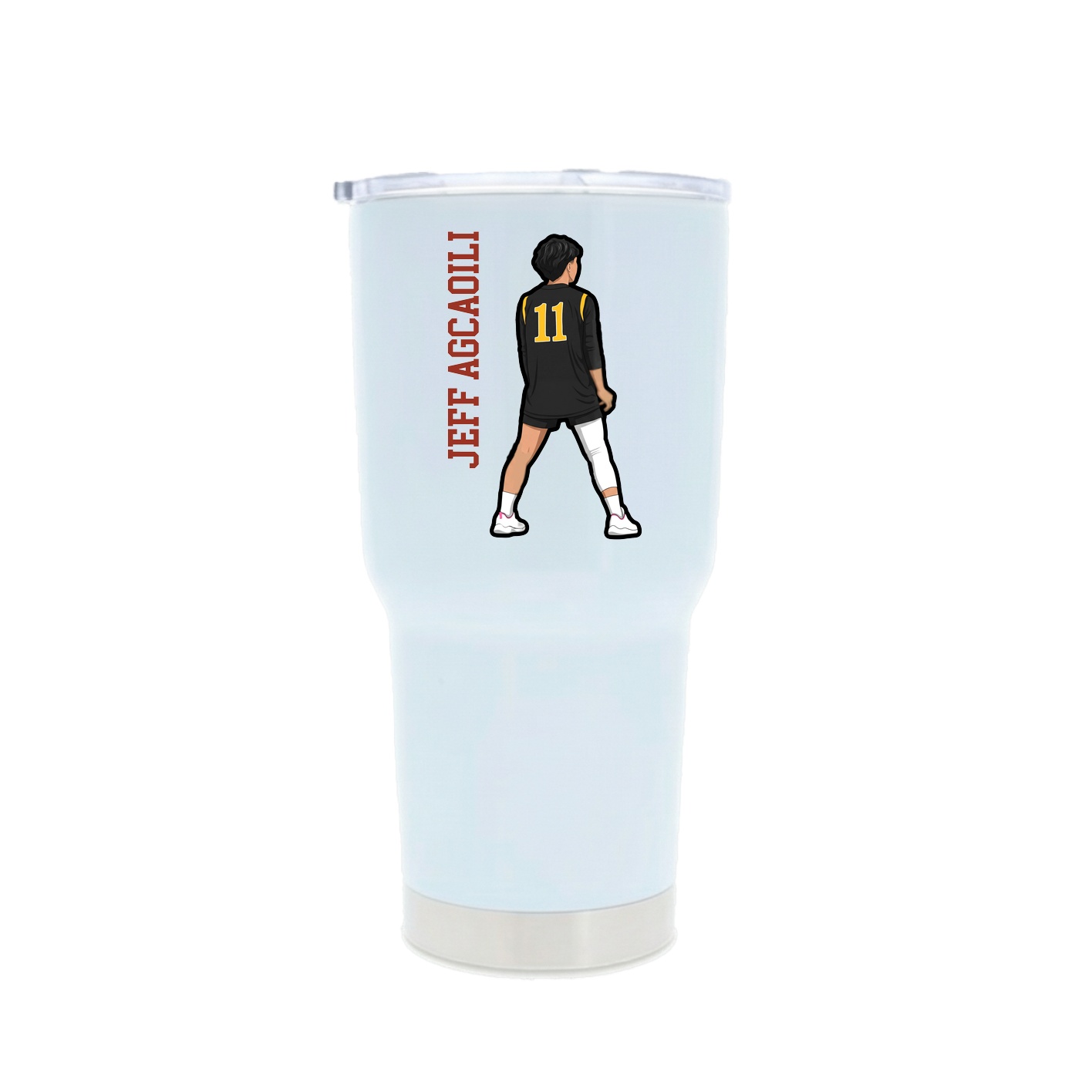 30oz Stainless Steel Tumbler — Name Vertical in White