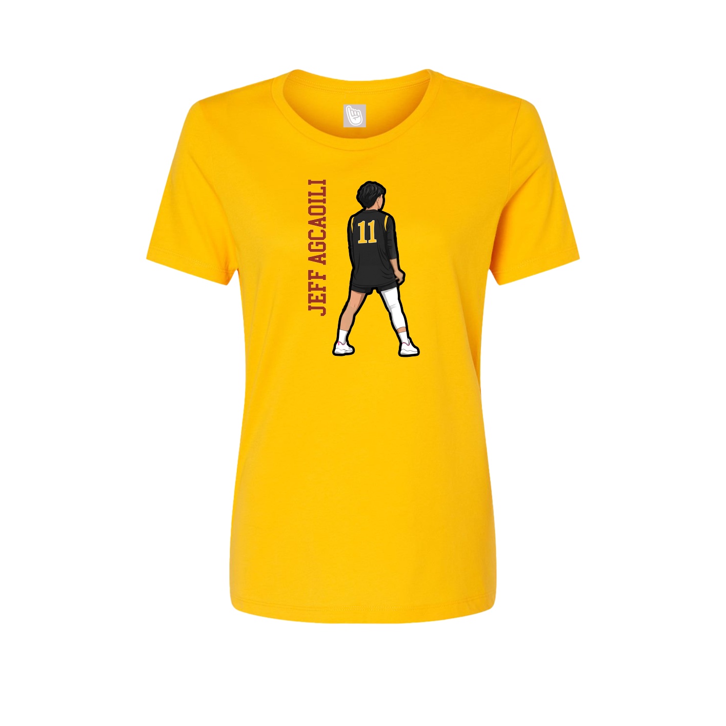 Fitted Women's Tee — Name Vertical in Gold