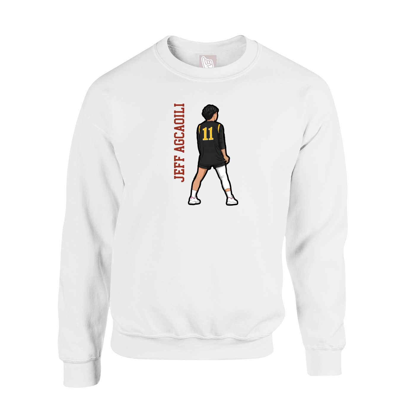 Fleece Crew — Name Vertical in White