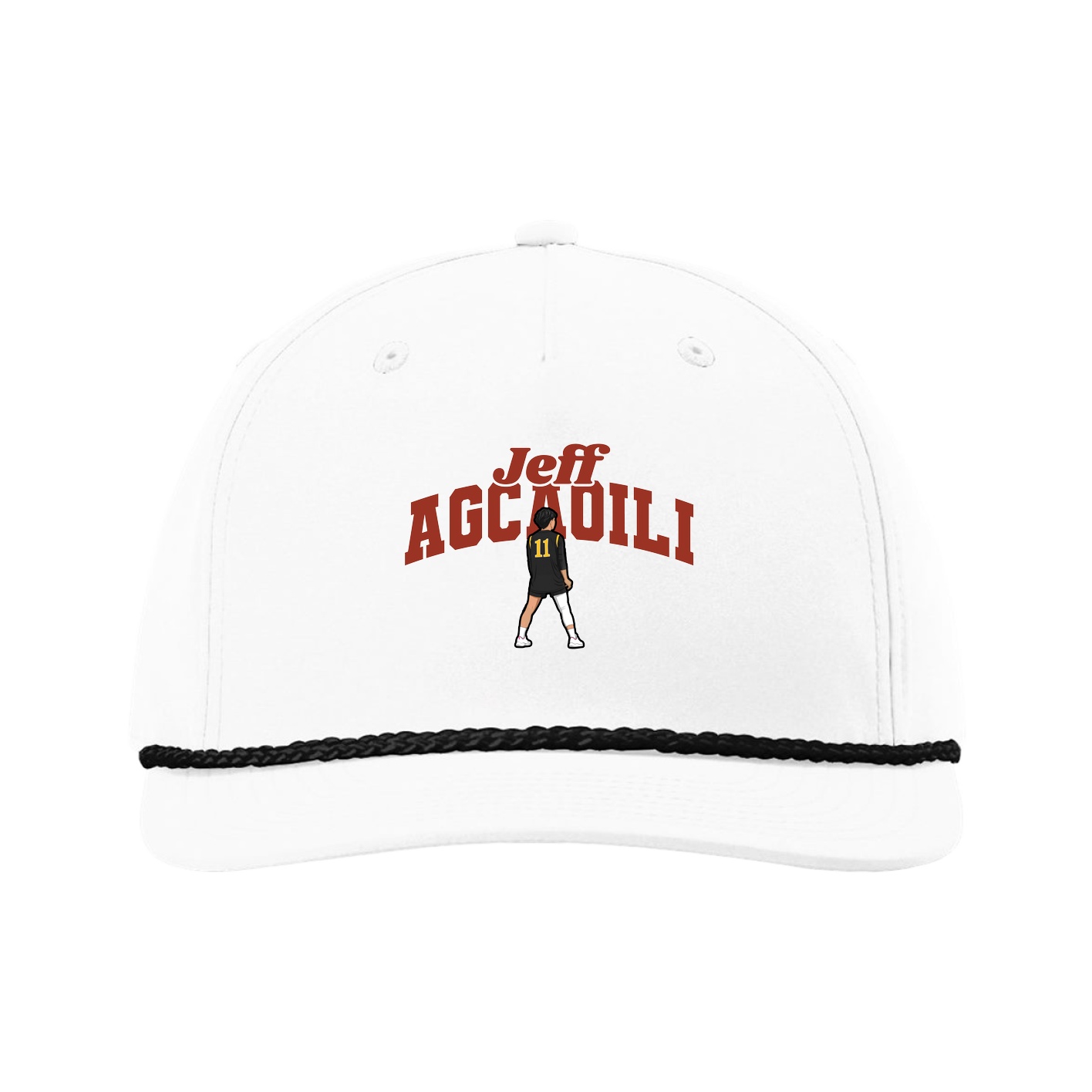 Five-Panel Classic Rope Cap — Signature Arch in White