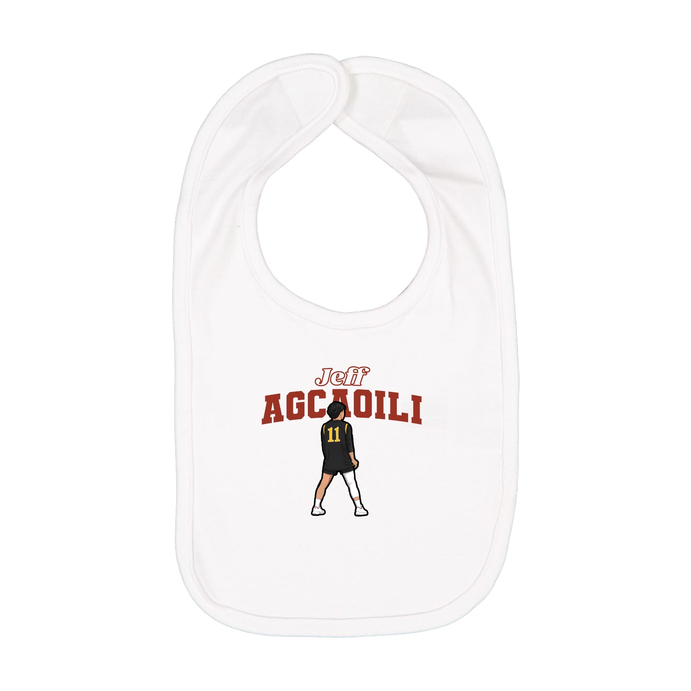 Infant Bib — Name Arch in White