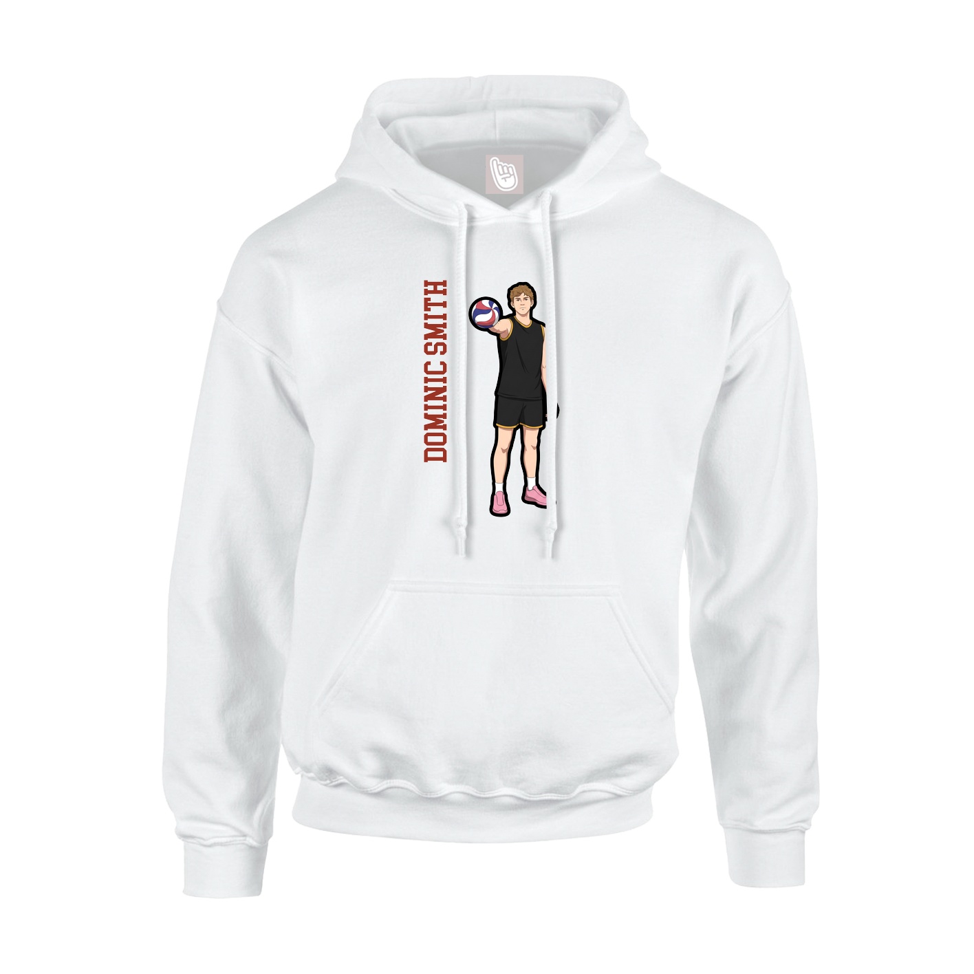 Youth Hoodie — Name Vertical in White